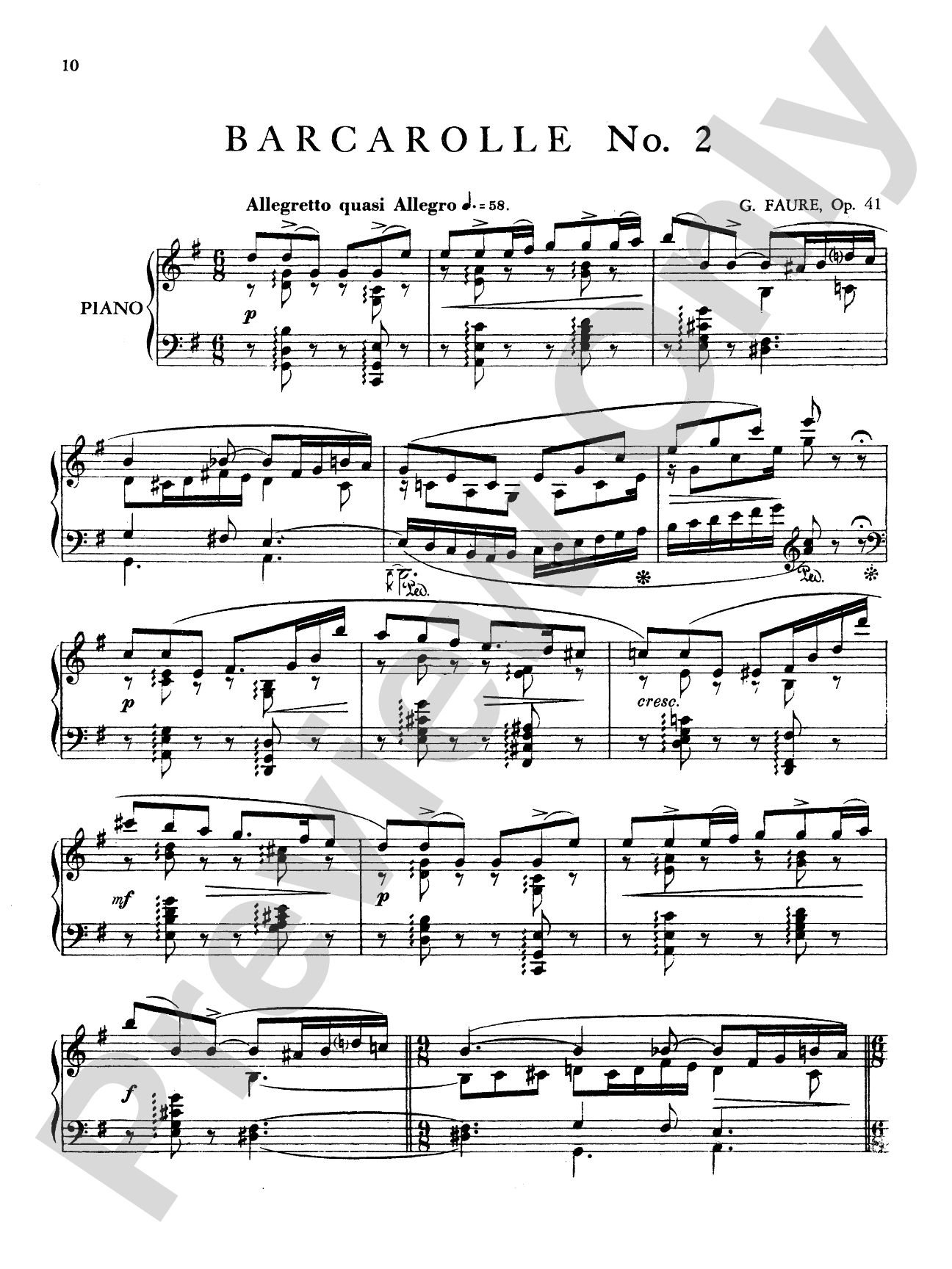 Fauré: Six Barcaroles