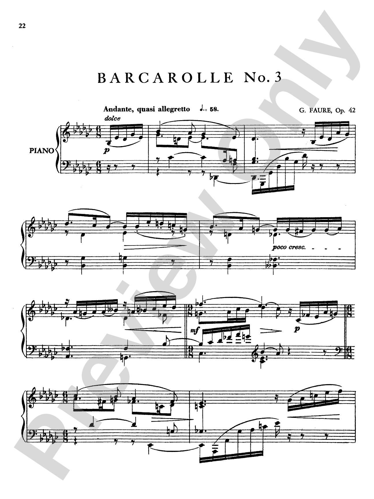 Fauré: Six Barcaroles