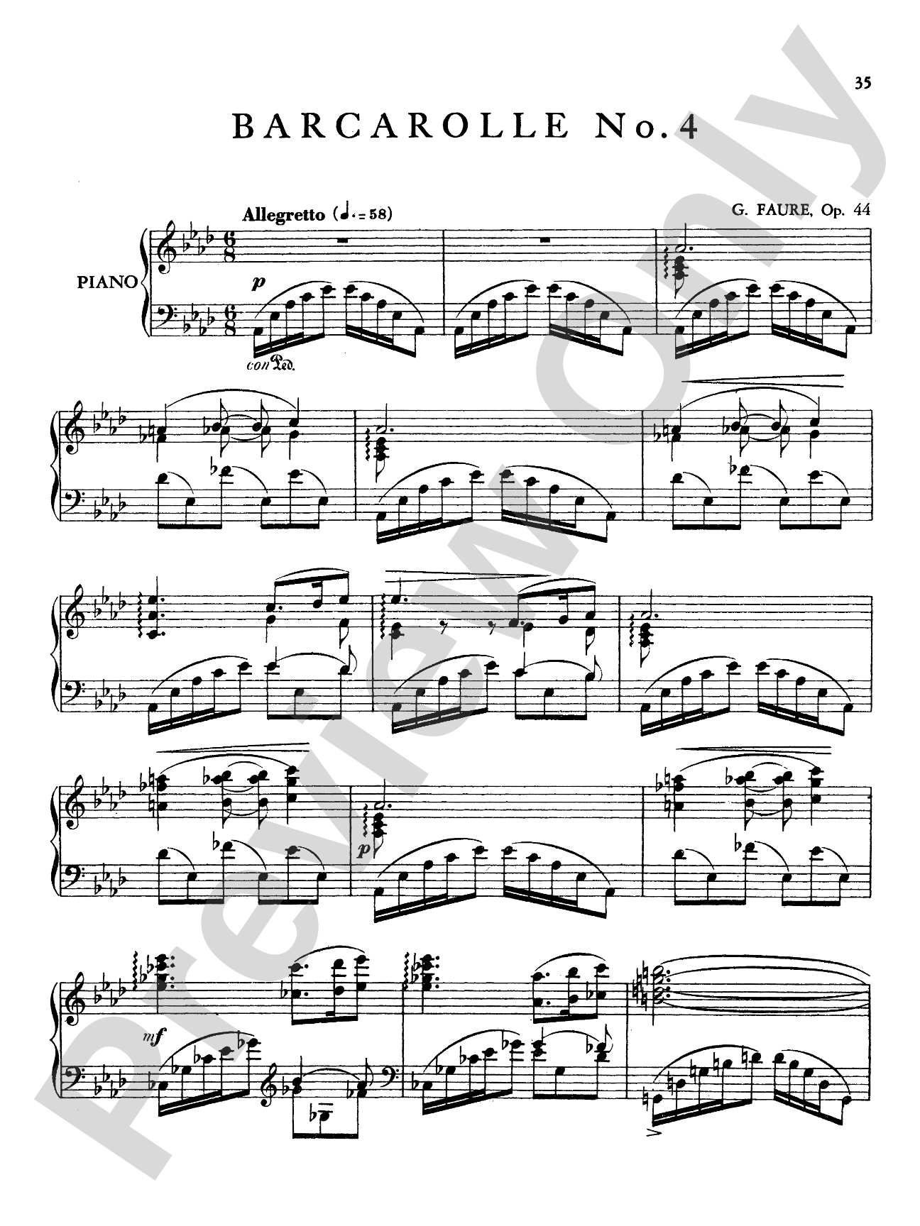 Fauré: Six Barcaroles