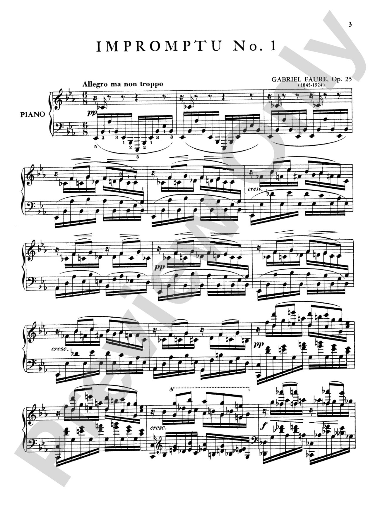 Fauré: Three Impromptus: Piano Book