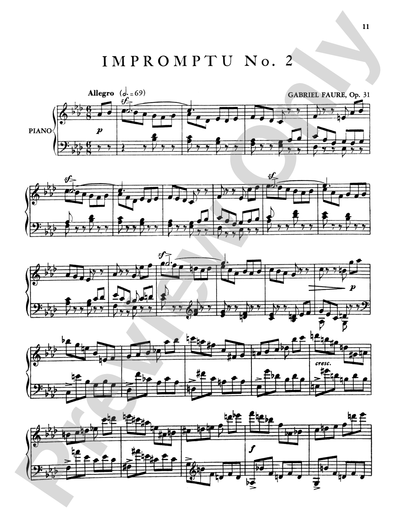 Fauré: Three Impromptus