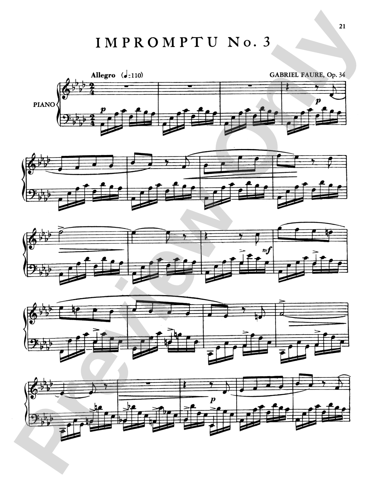 Fauré: Three Impromptus