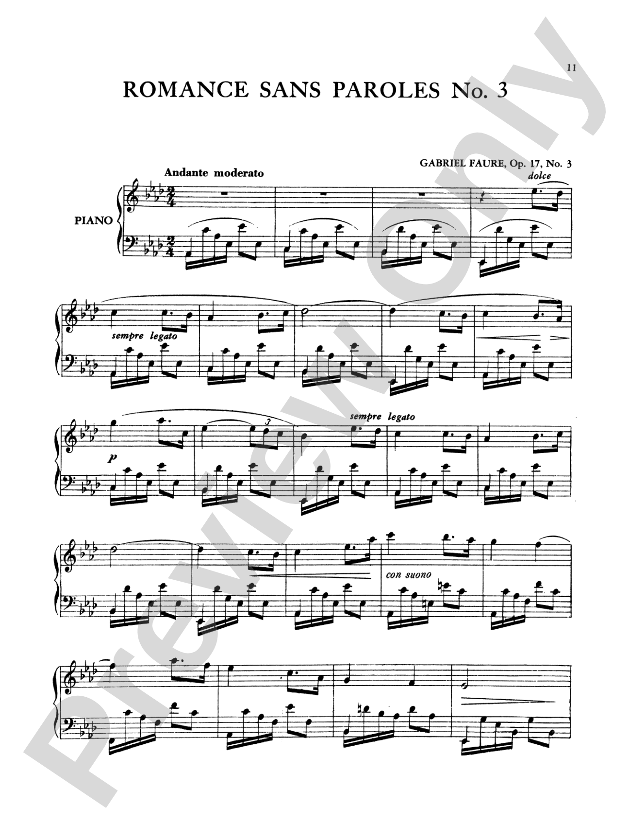 Fauré: Romance sans Paroles