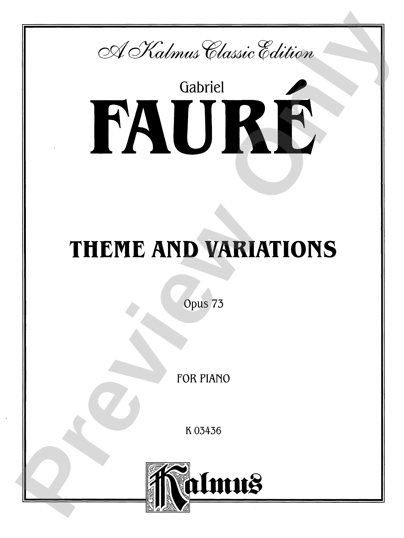 Fauré: Theme and Variations, Op. 73: Piano