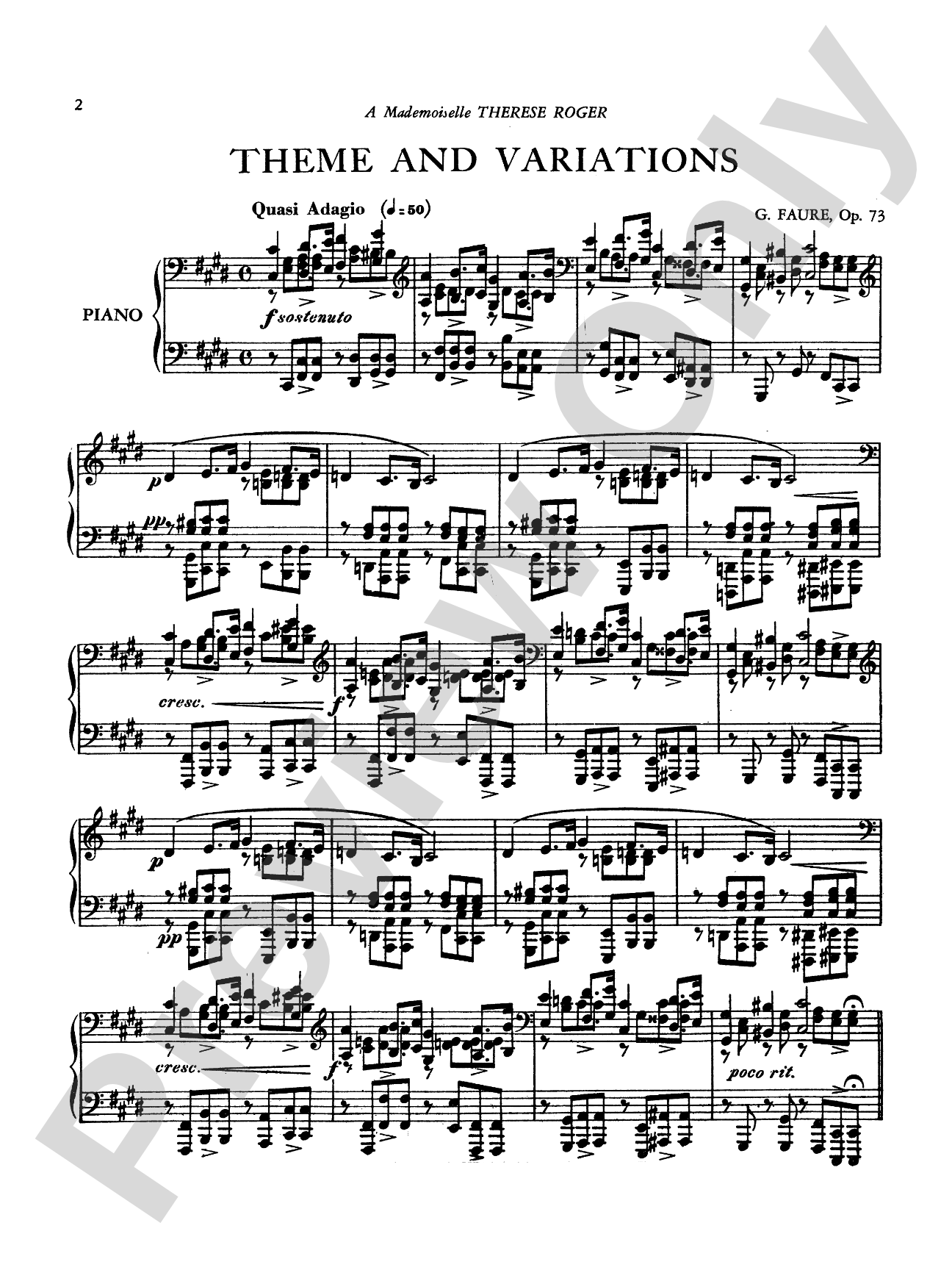 Fauré: Theme and Variations, Op. 73: Piano