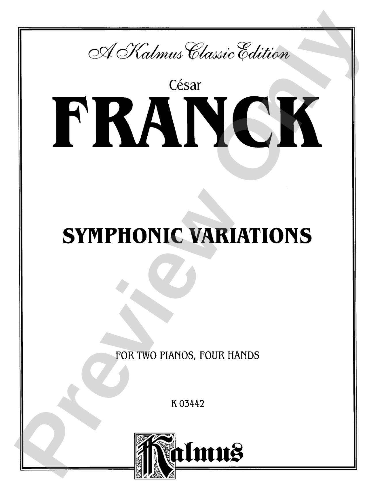 Brahms: Symphonic Variations: Piano Duo (2 Pianos, 4 Hands) Book (2 copies required)
