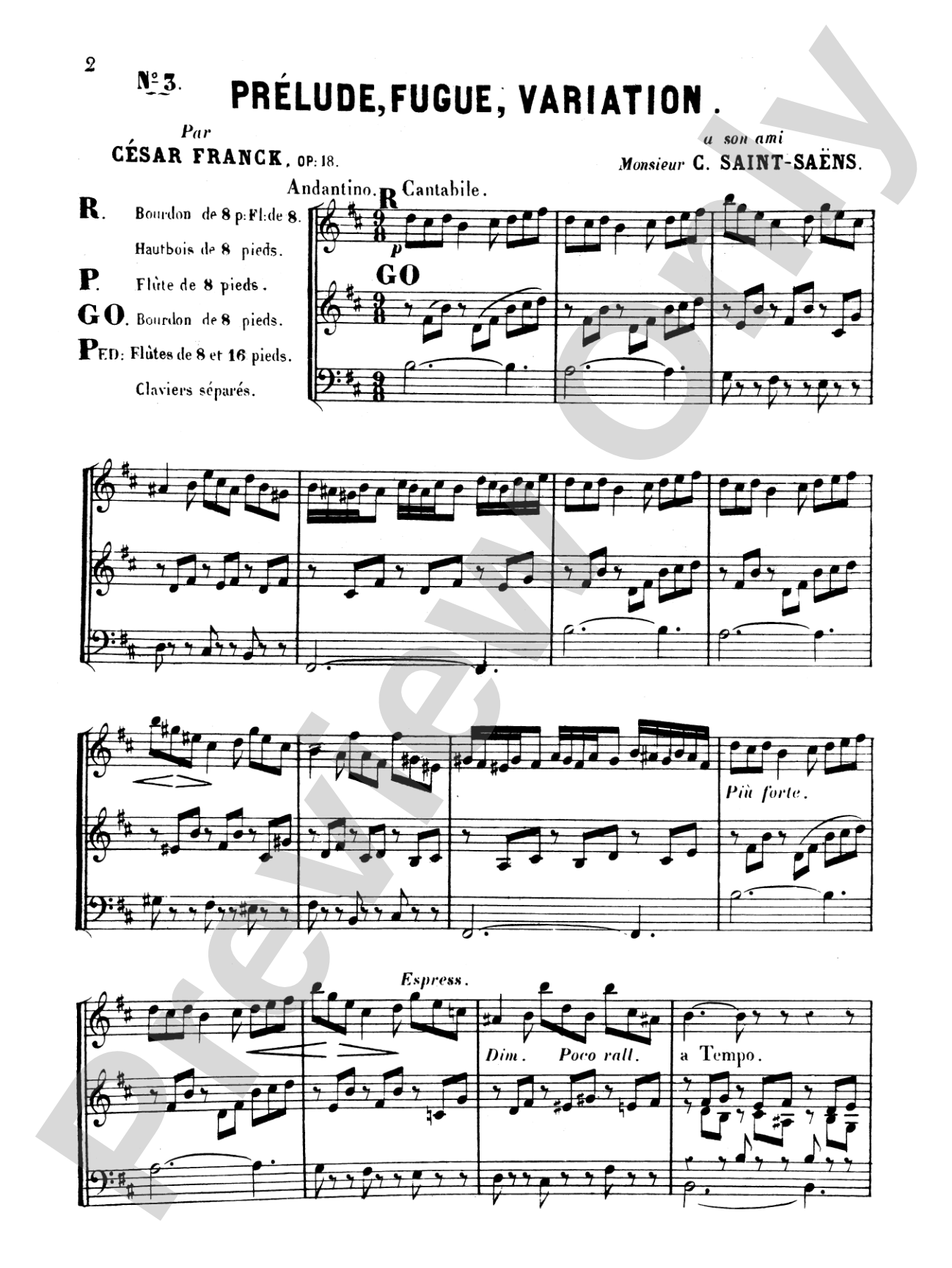 Franck: Prelude, Fugue and Variation, Op. 18: Organ Sheet