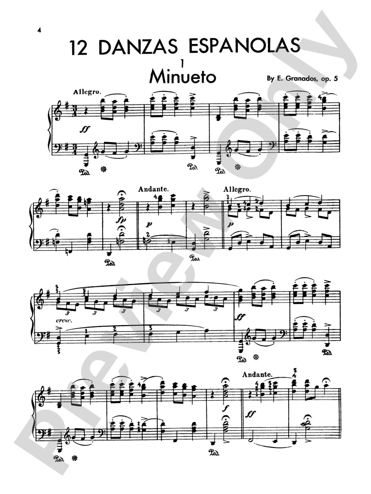 Granados: Twelve Spanish Dances (Volume I): Piano Book