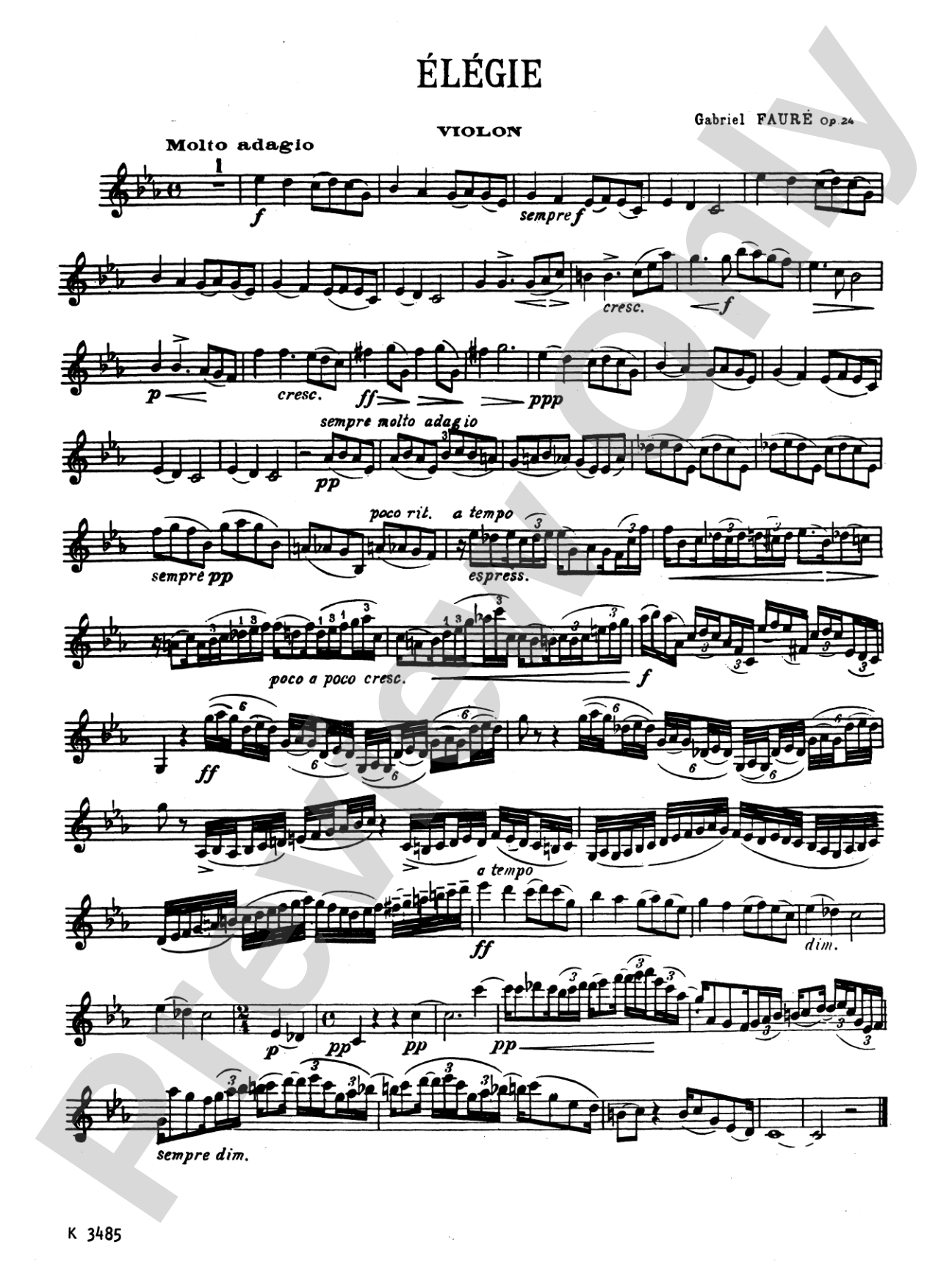 Fauré: Élégie, Op. 24: Cello Book