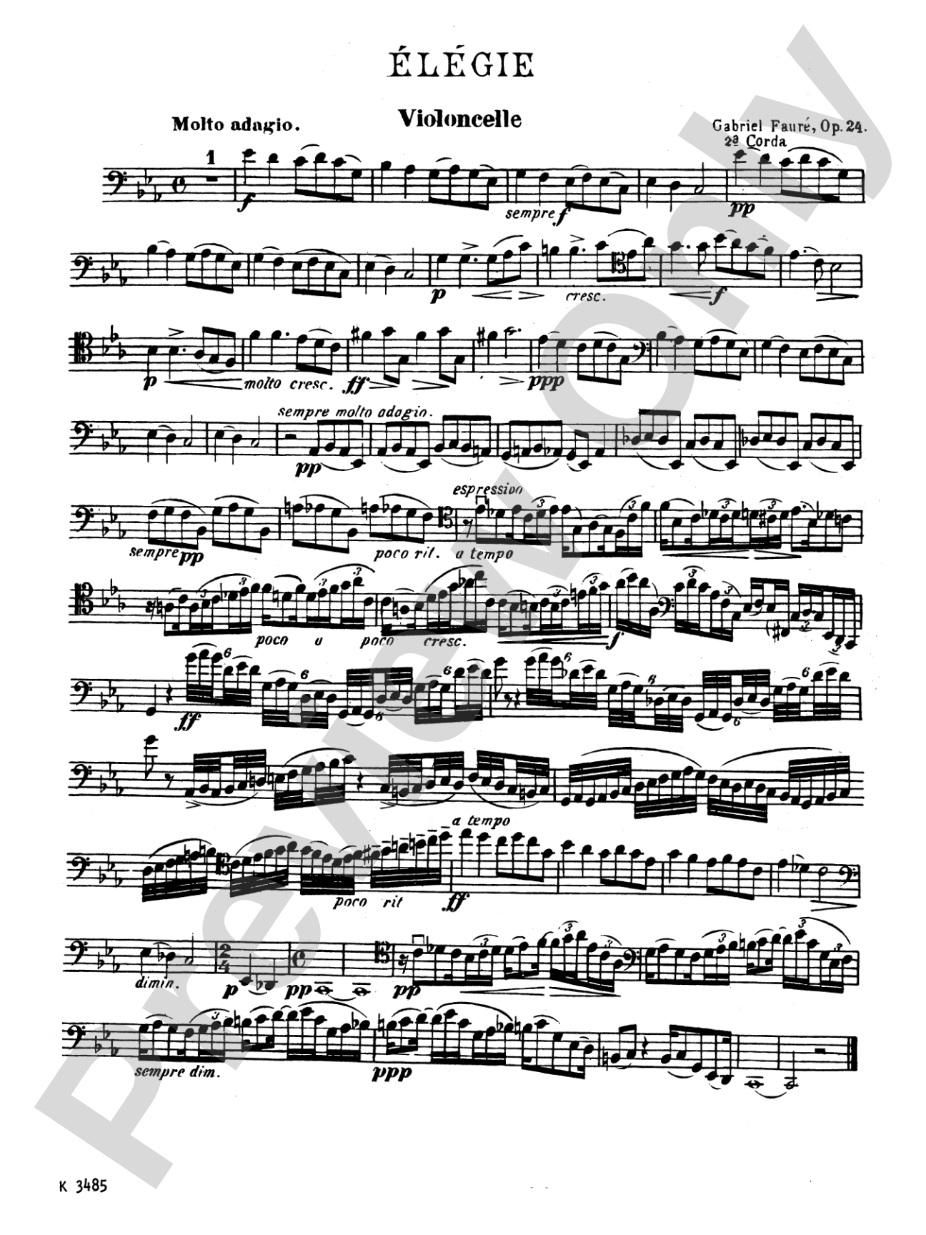 Fauré: Élégie, Op. 24