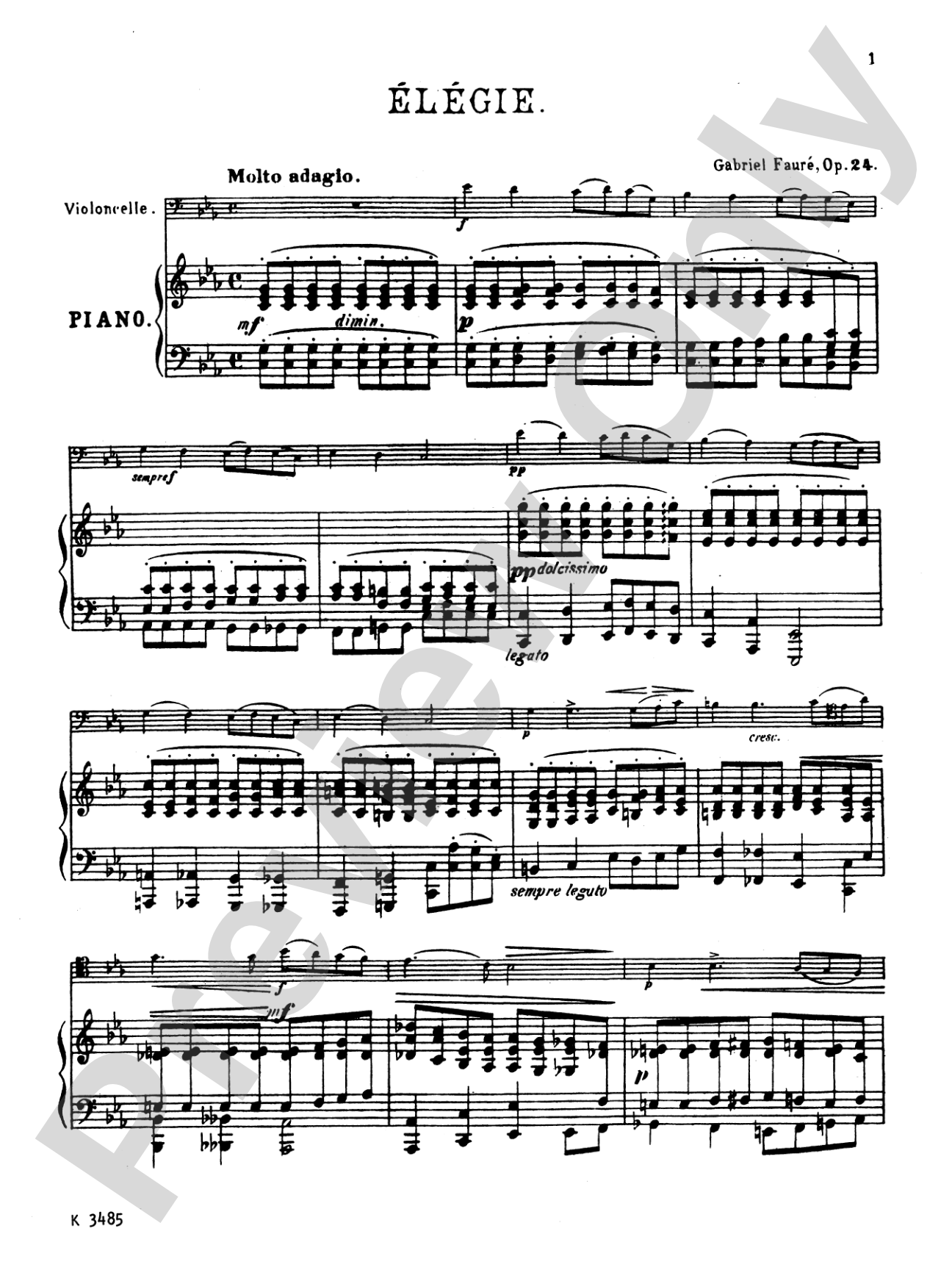 Fauré: Élégie, Op. 24
