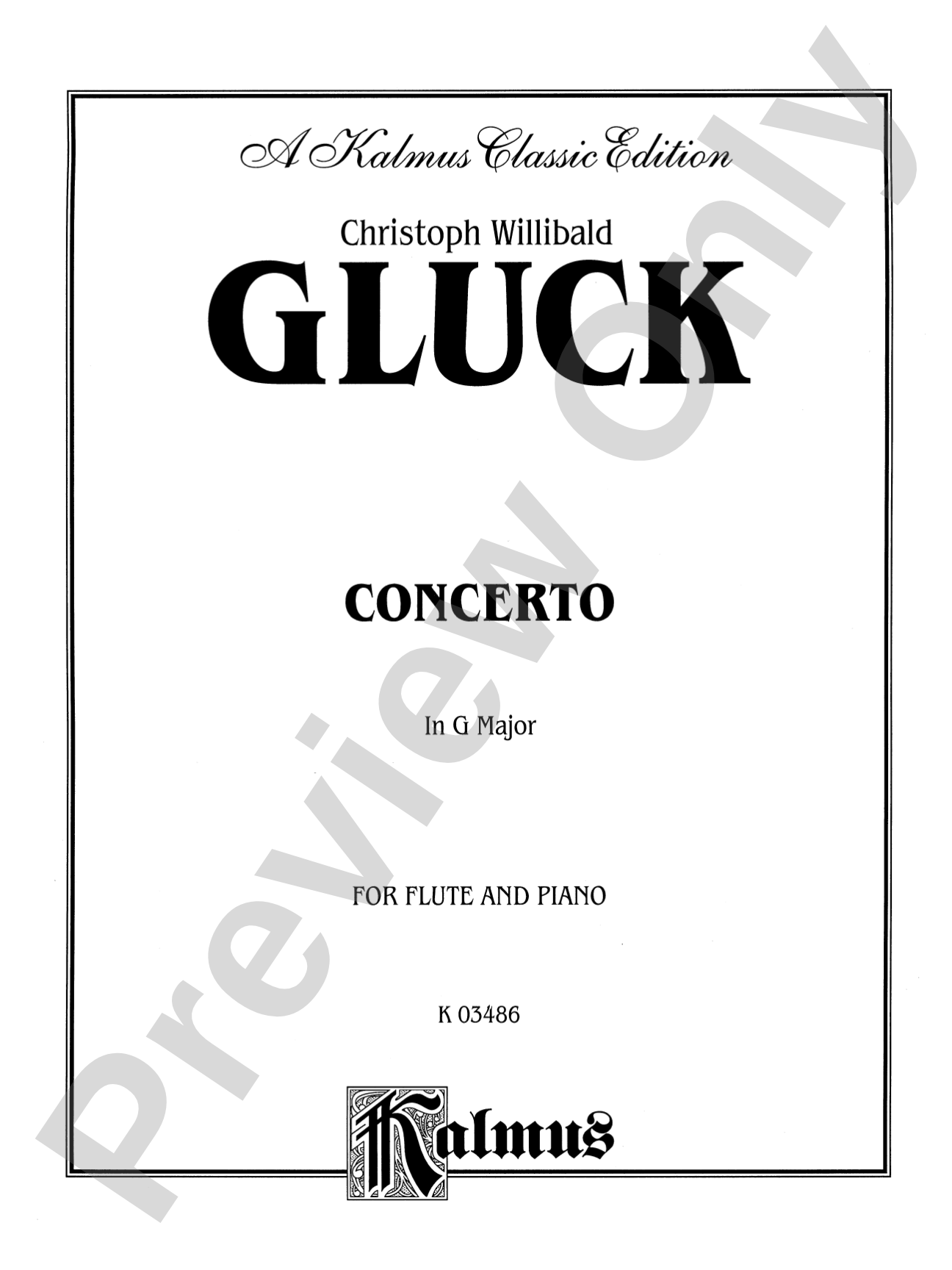 Gluck: Concerto in G Major: Flute Part(s)