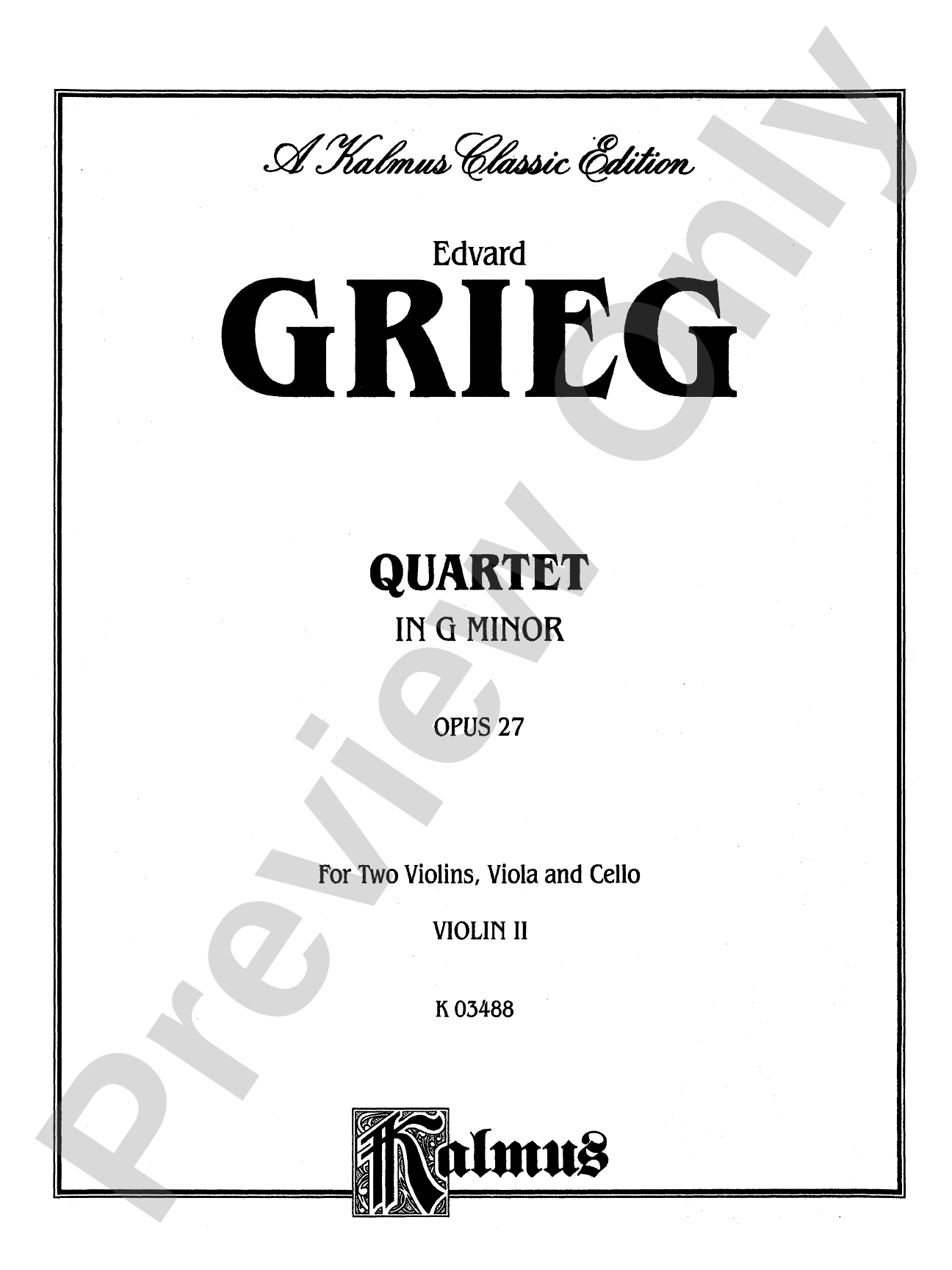 Grieg: String Quartet, Op. 27