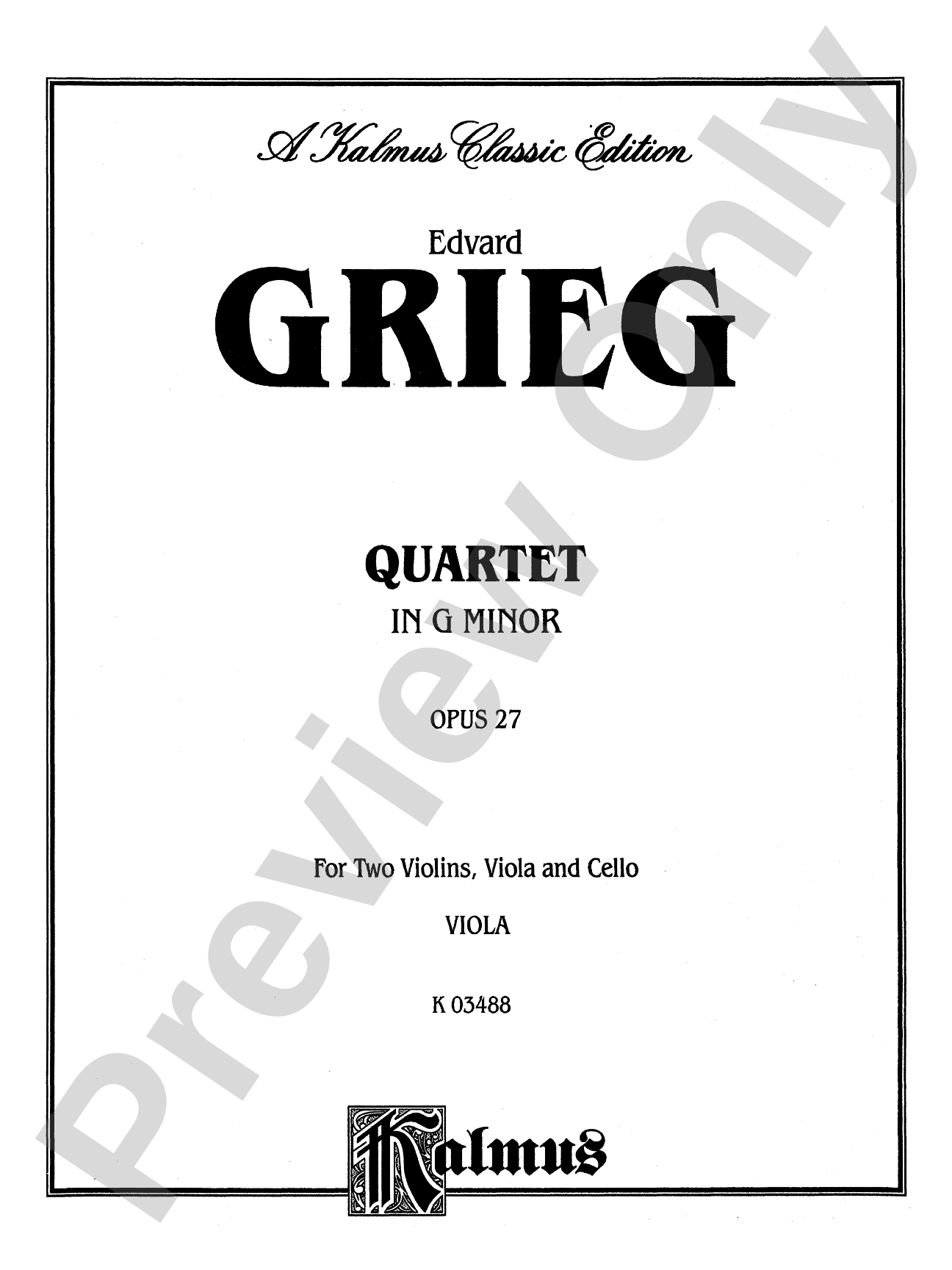 Grieg: String Quartet, Op. 27