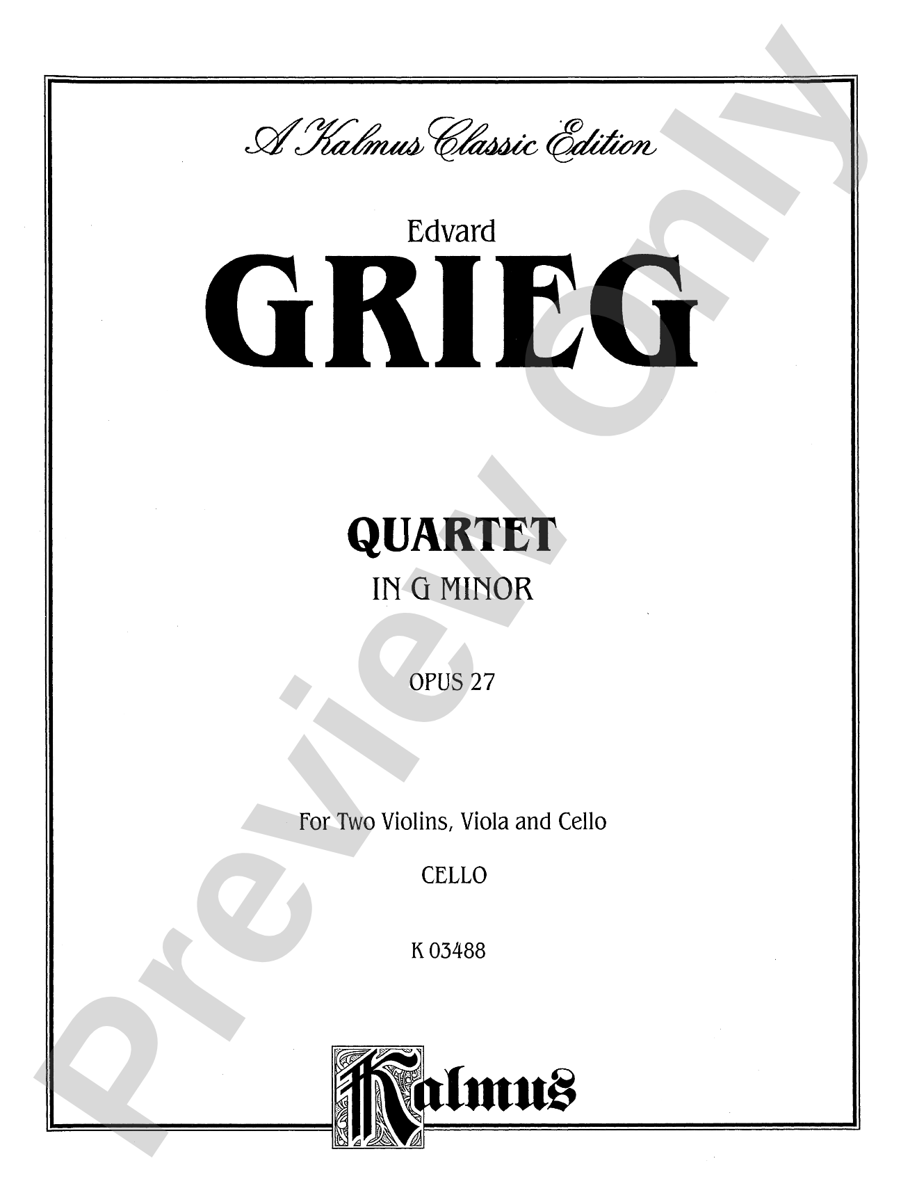 Grieg: String Quartet, Op. 27
