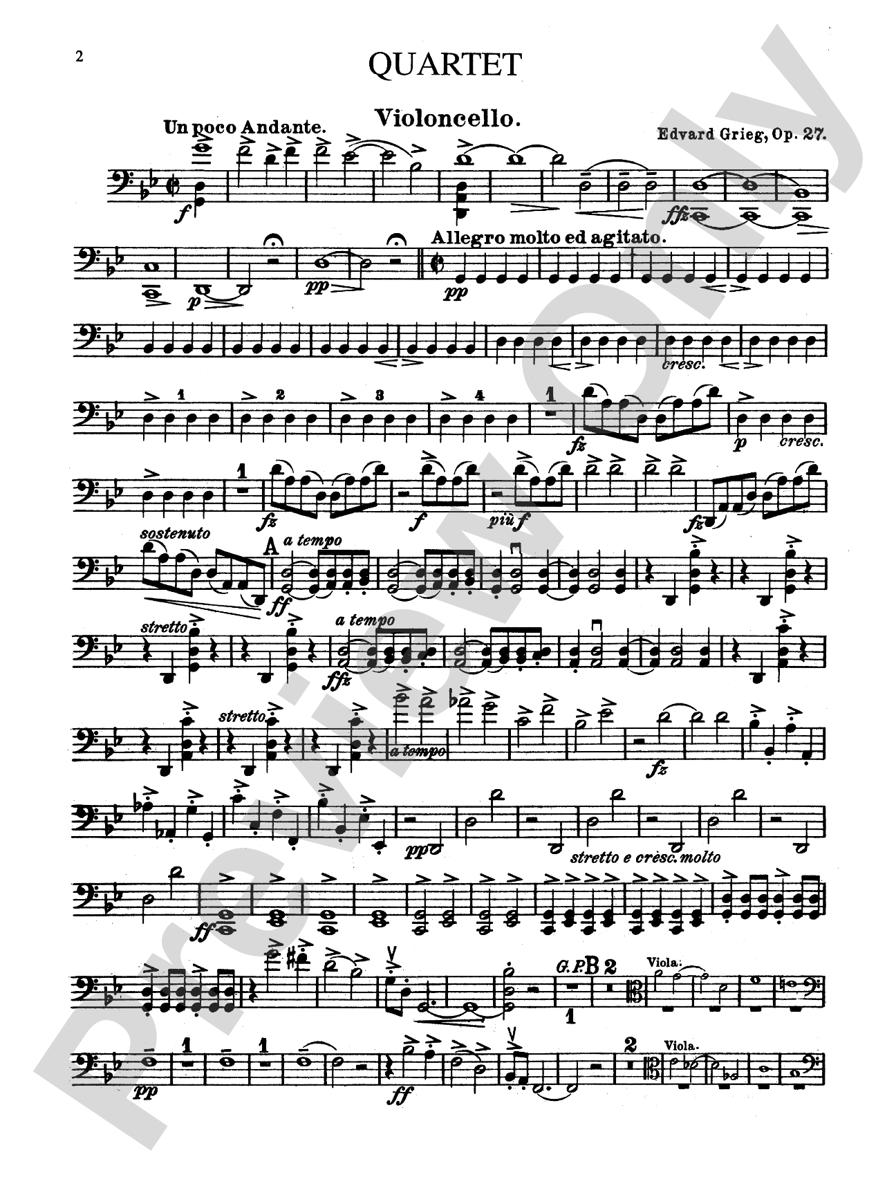 Grieg: String Quartet, Op. 27
