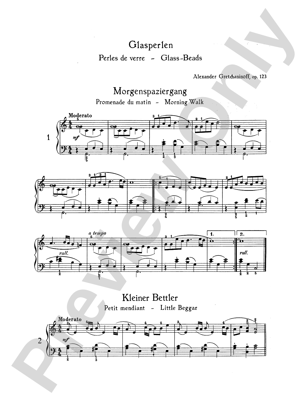 Gretchaninoff: Glass Beads, Op. 123: Piano