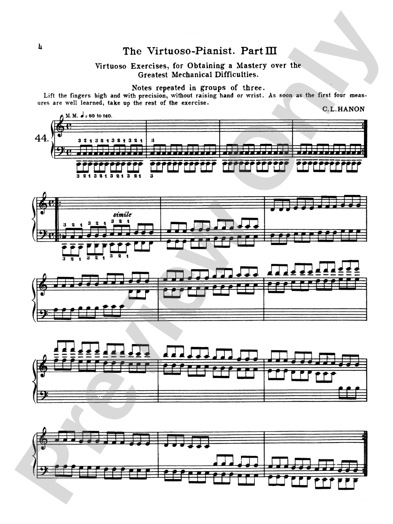 Hanon: The Virtuoso Pianist (Volume III): Piano Book