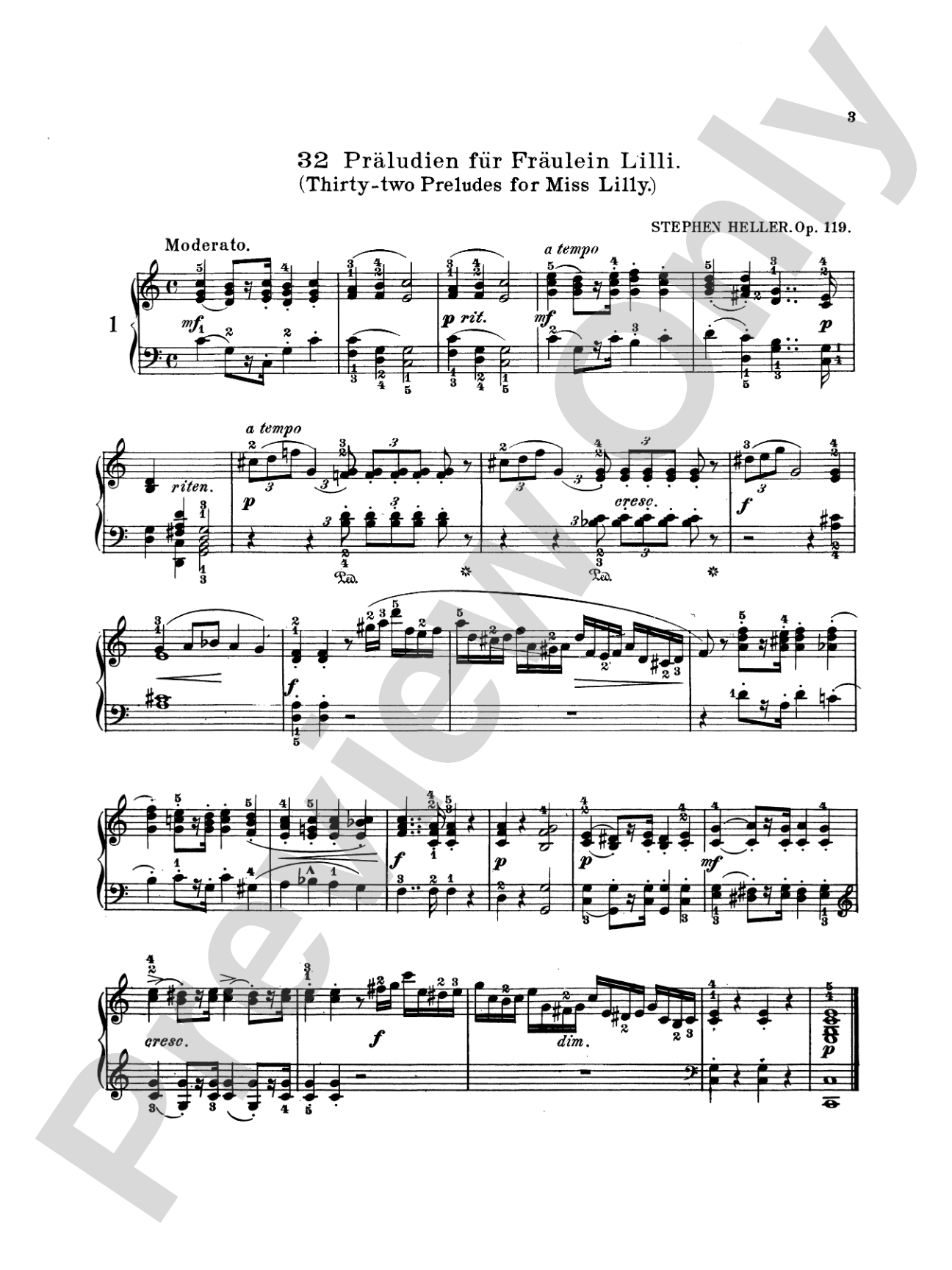 Heller: Thirty-two Preludes, Op. 119: Piano Book