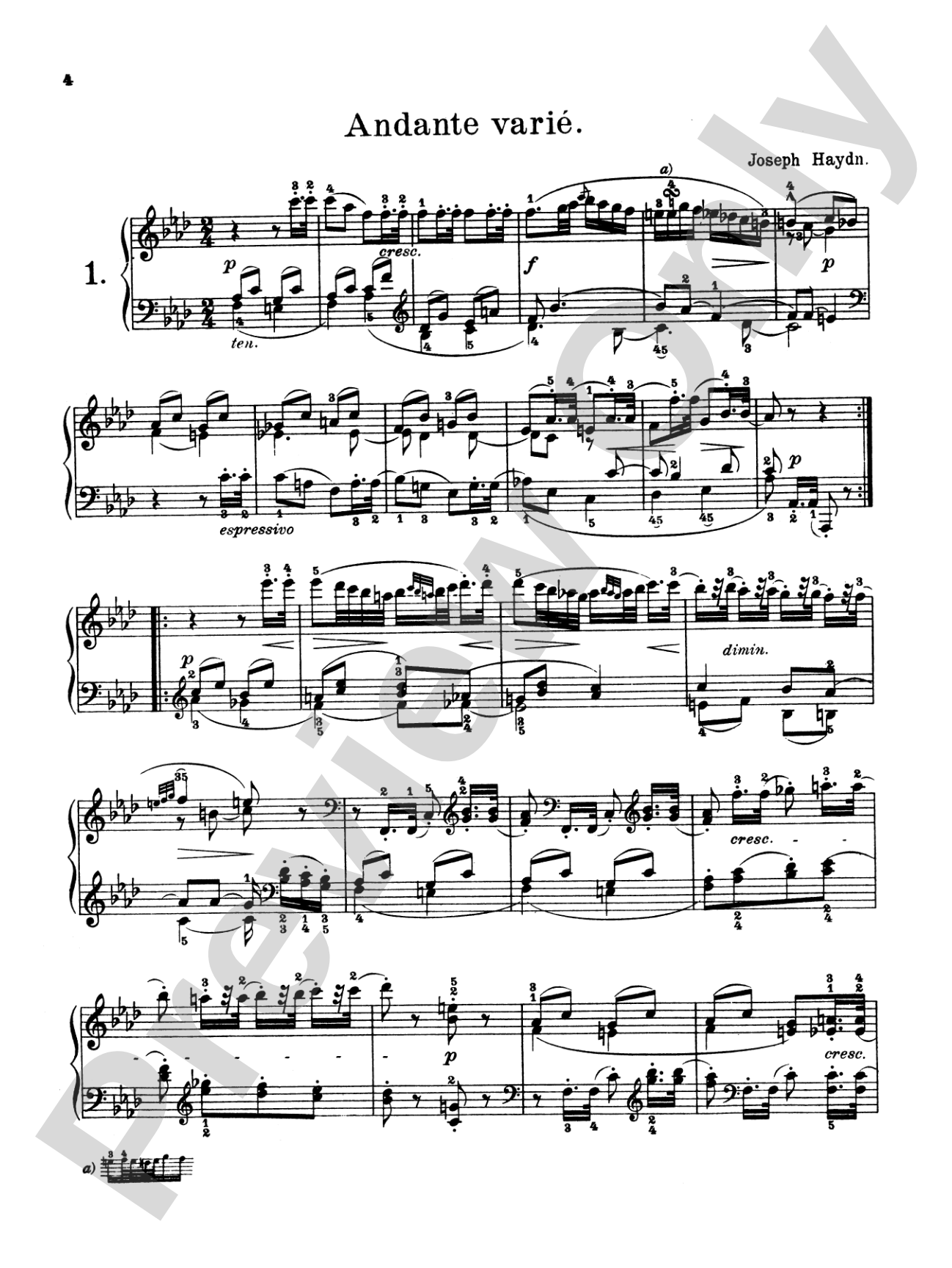Haydn: Eight Various Compositions: Piano Book