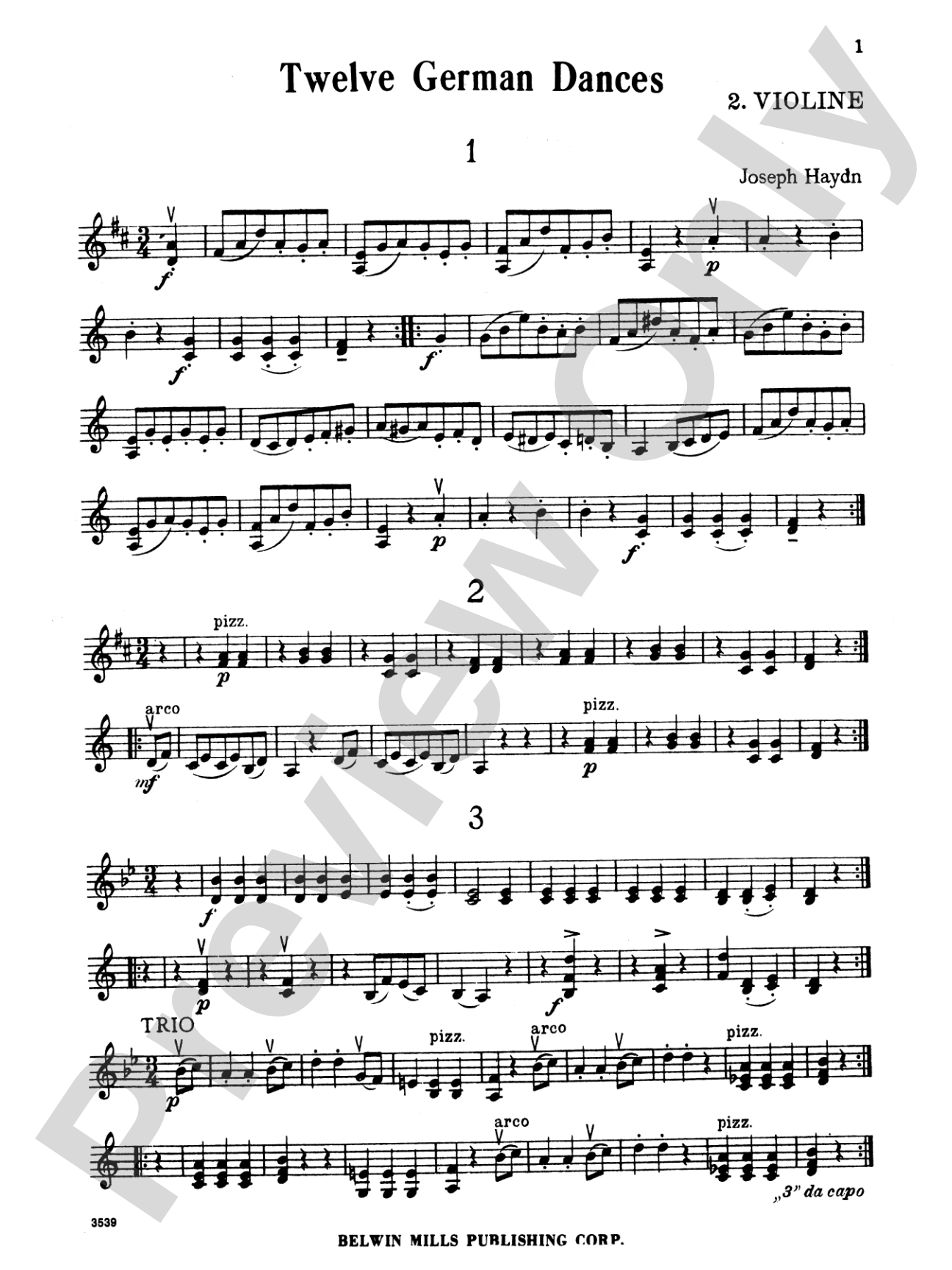 Haydn: Twelve German Dance (Score & Parts, arranged)