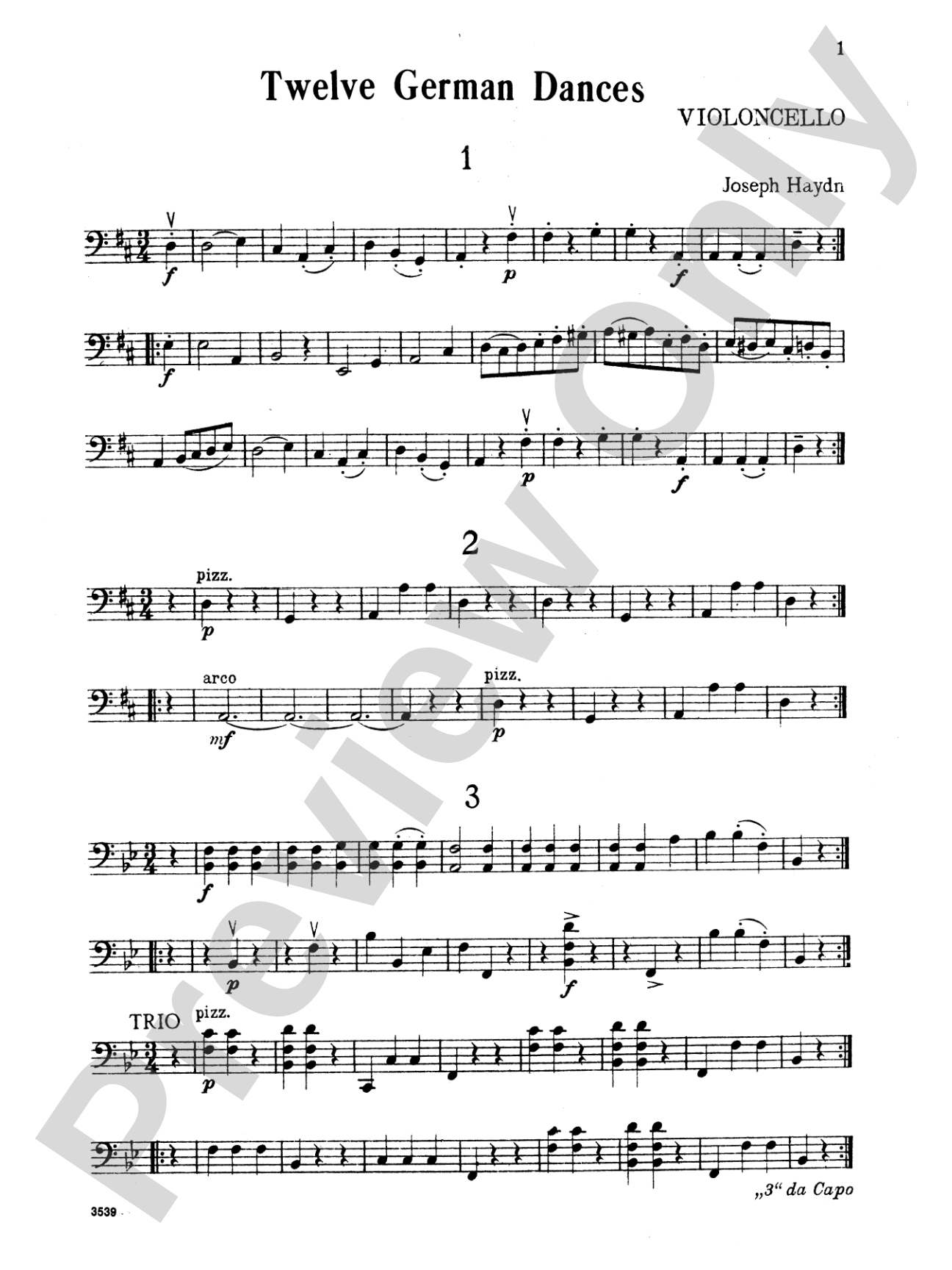 Haydn: Twelve German Dance (Score & Parts, arranged)