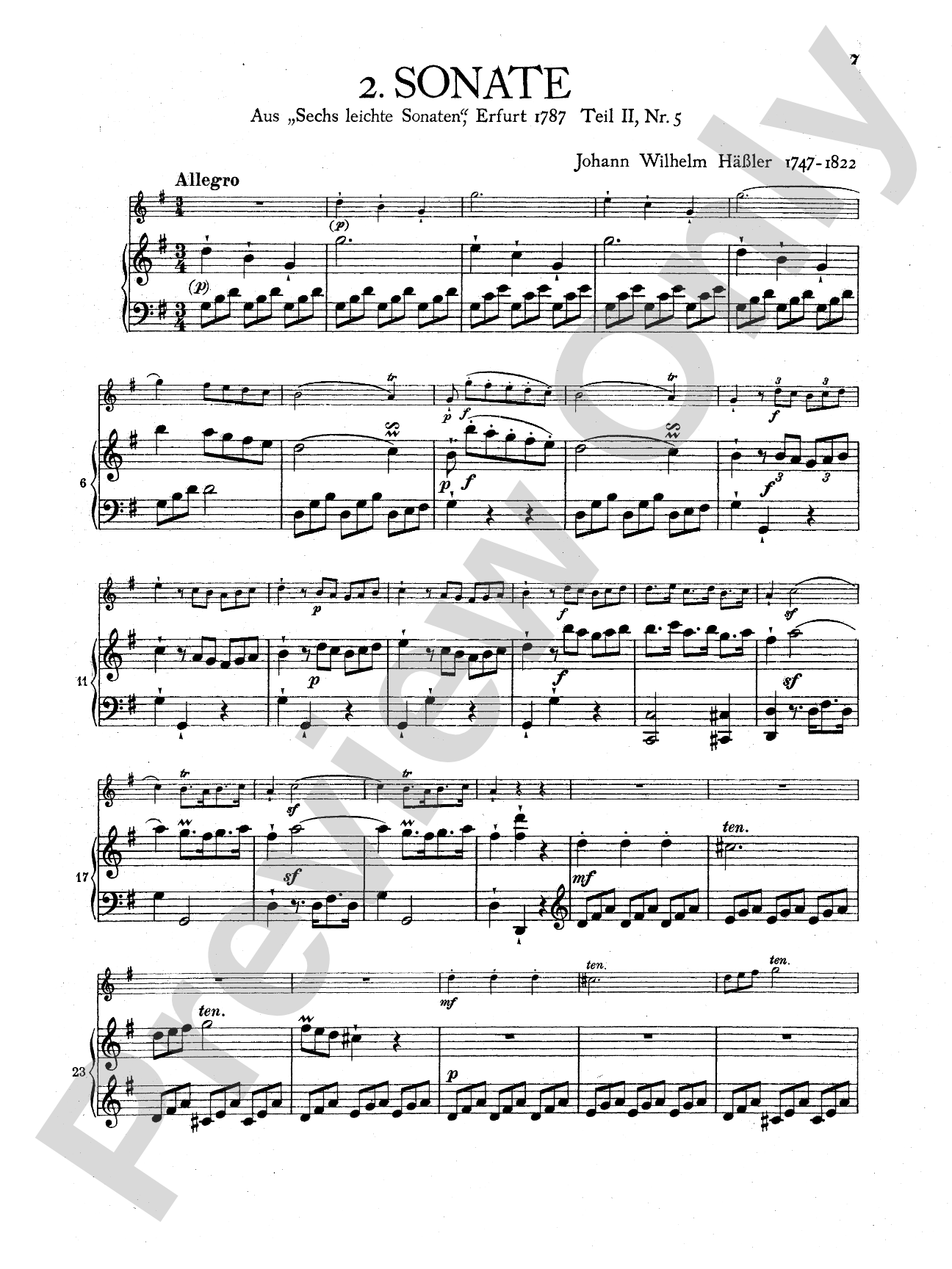 Hässler: Two Sonatas