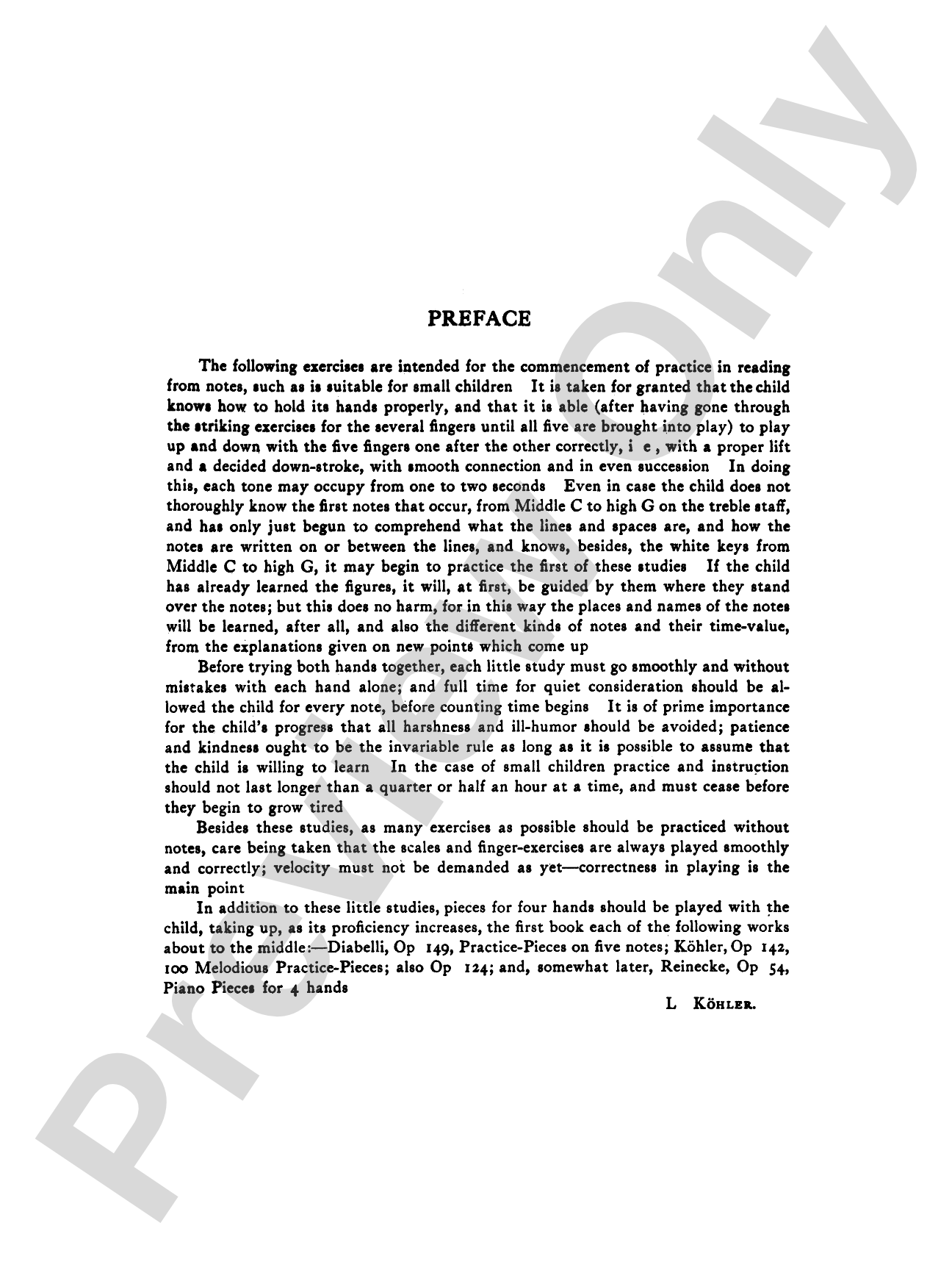 Köhler: The Very Easiest Studies, Op. 190: Piano Book