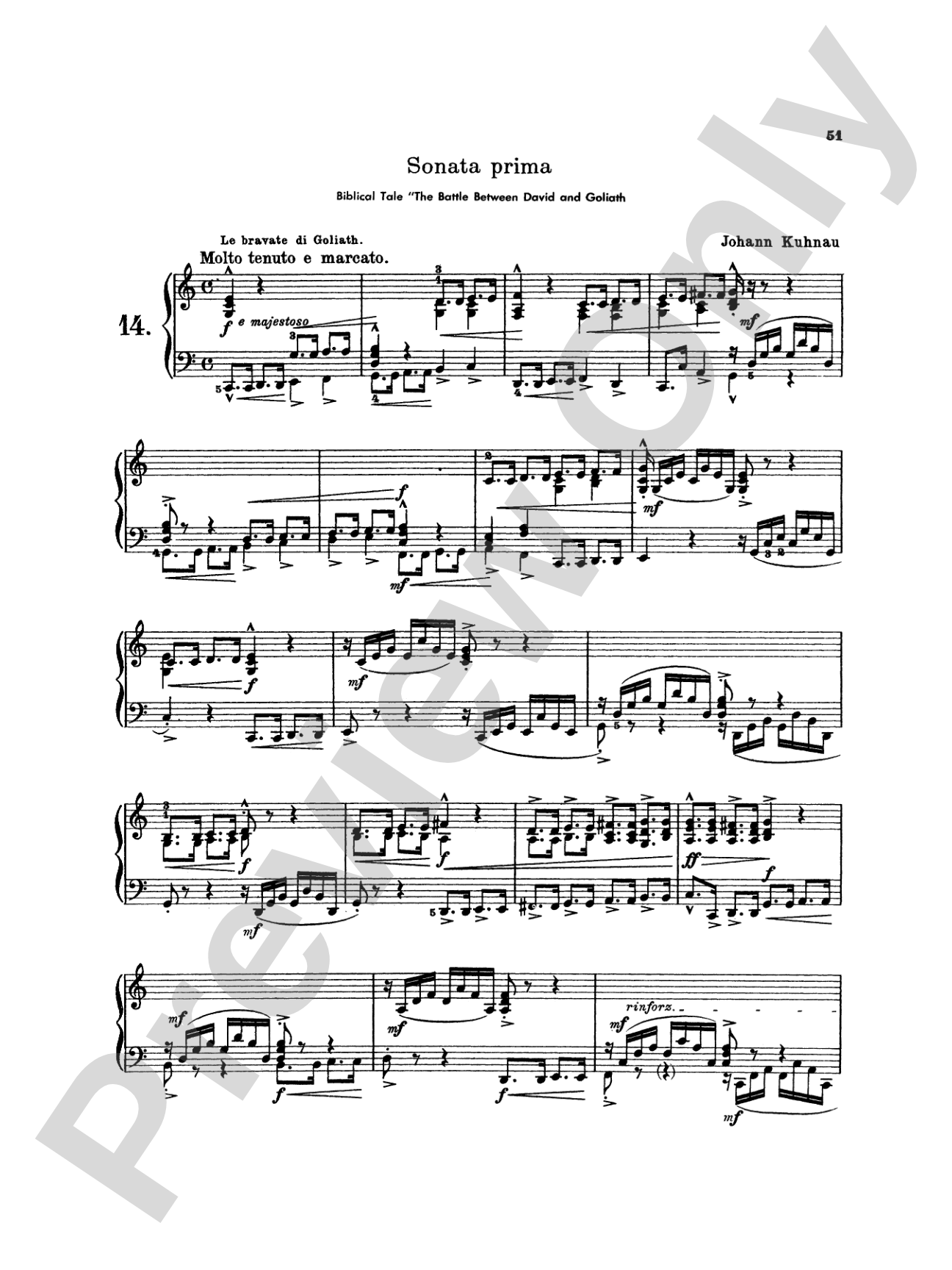Kuhnau: Sonata, "David and Goliath": Piano