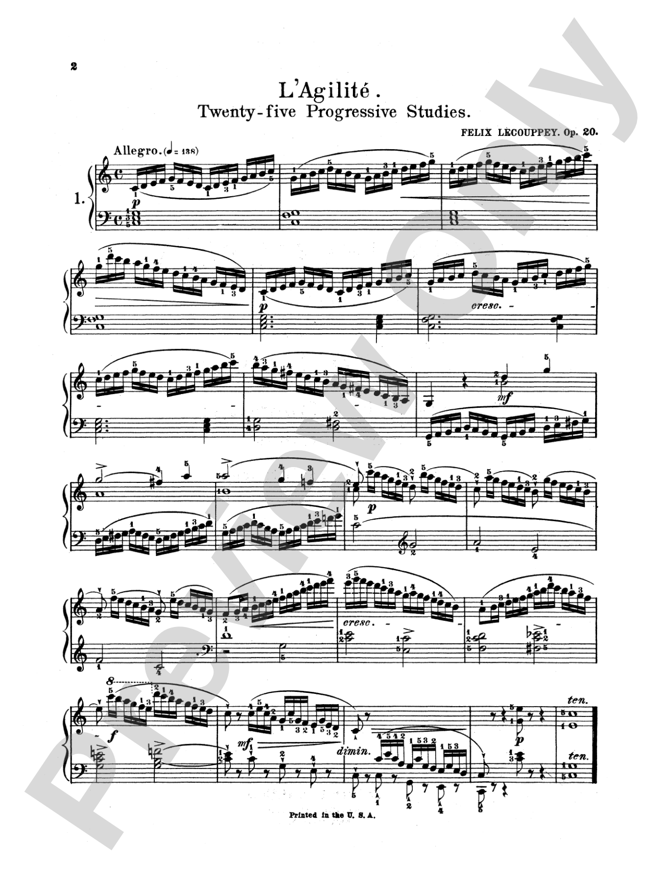Couppey: L'Agilité, Op. 20: Piano Book