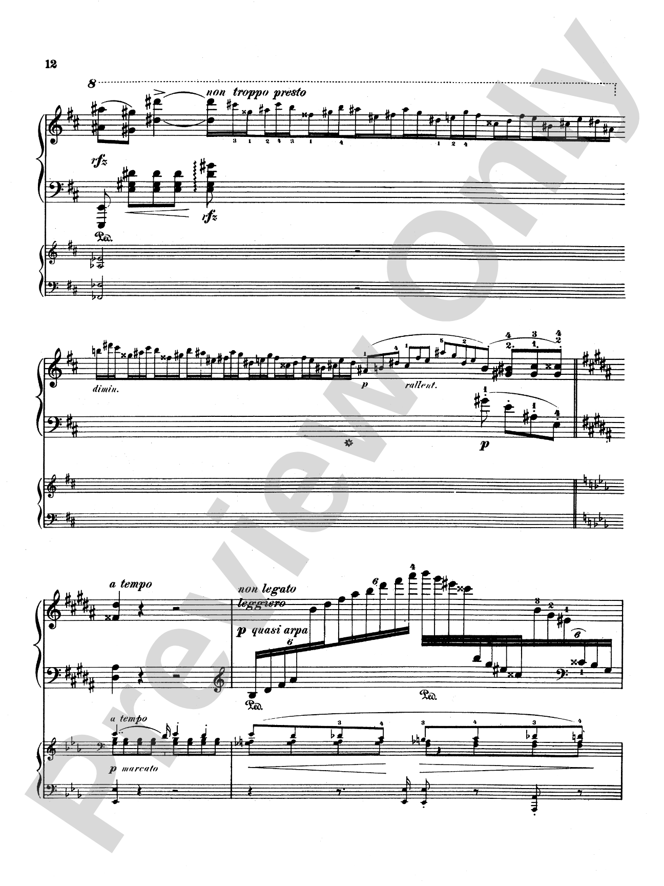Liszt: Piano Concerto No. 1 in E flat Major: Piano Duo (2 Pianos, 4 Hands) Book (2 copies required)