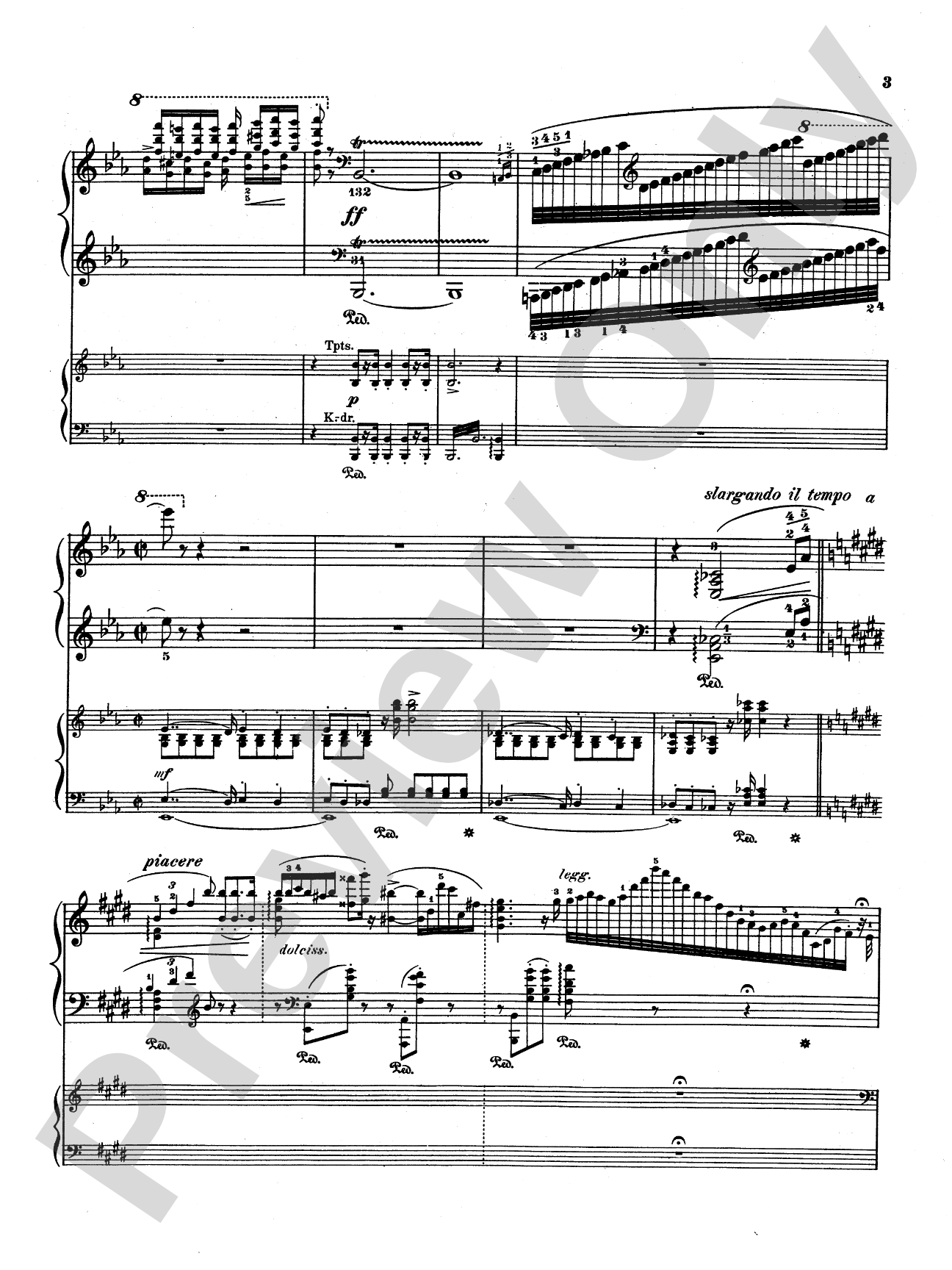Liszt: Piano Concerto No. 1 in E flat Major: Piano Duo (2 Pianos, 4 Hands) Book (2 copies required)