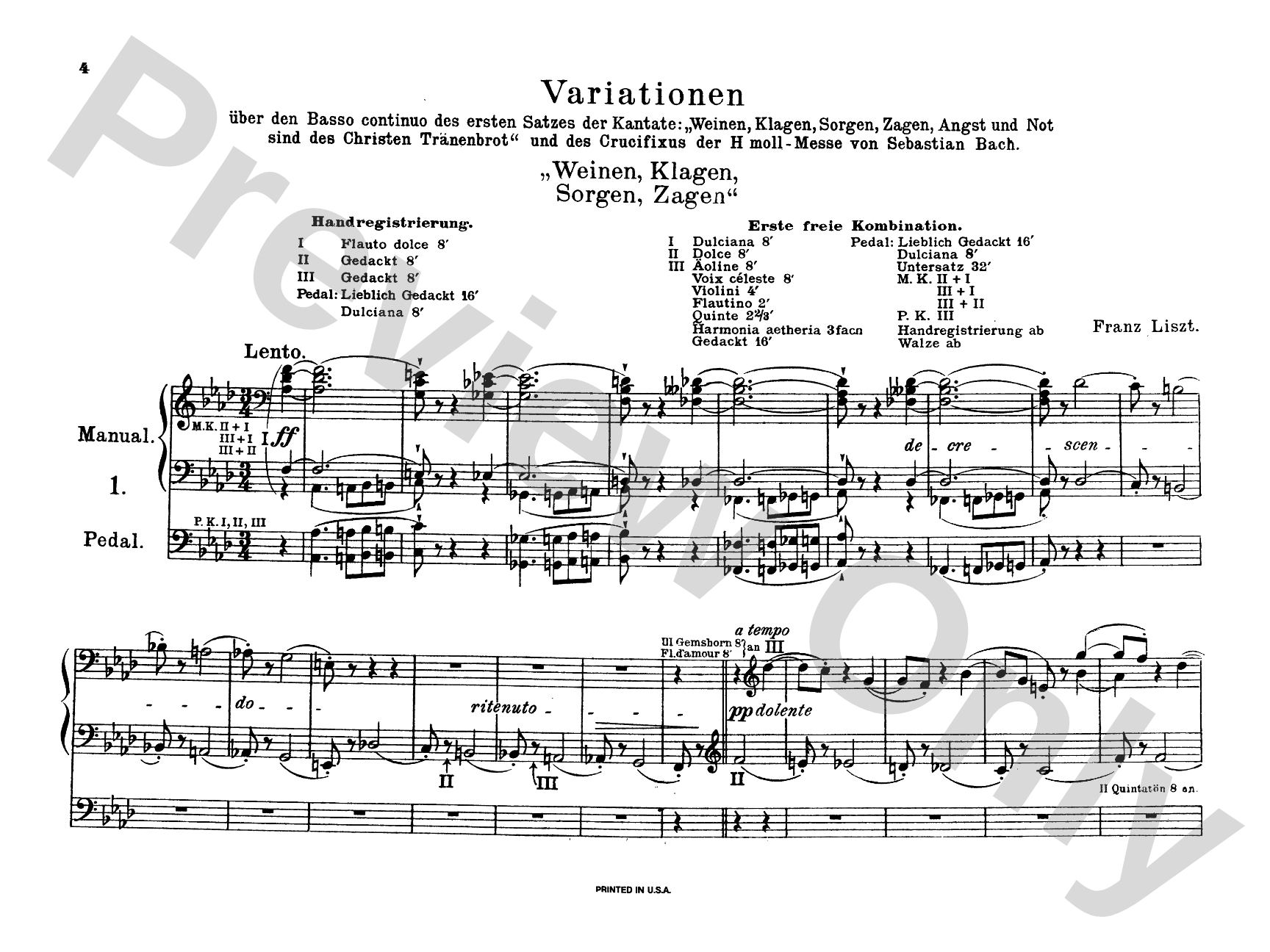 Liszt: Organ Works, Volume I: Organ Comb Bound Book