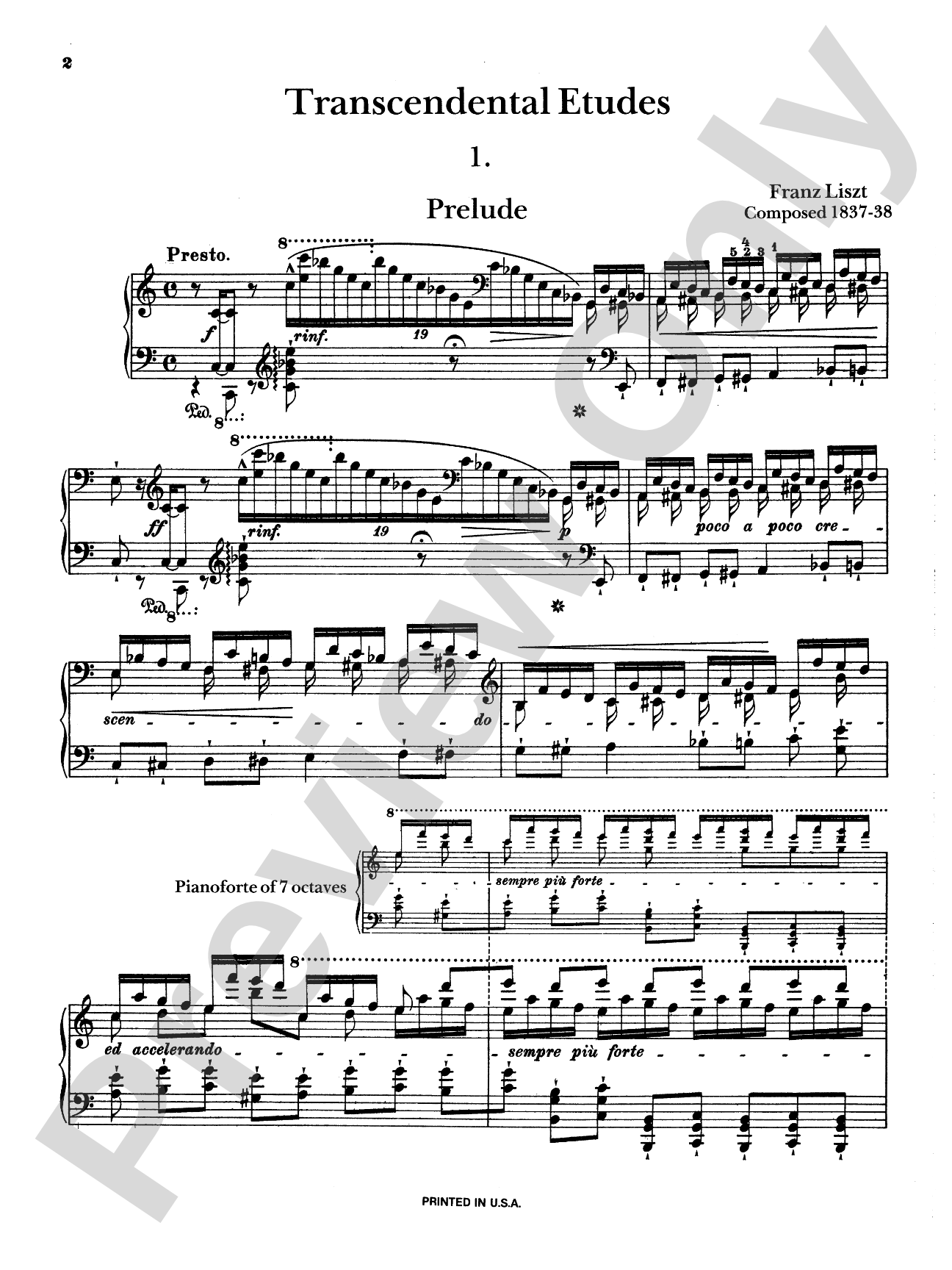 Liszt: Transcendental Etudes (Volume I): Piano Book