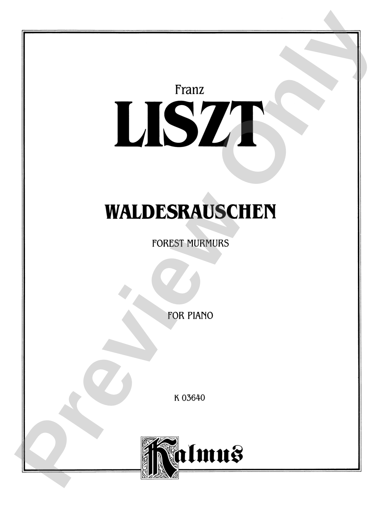 Liszt: Waldesrauschen (Forest Murmurs): Piano