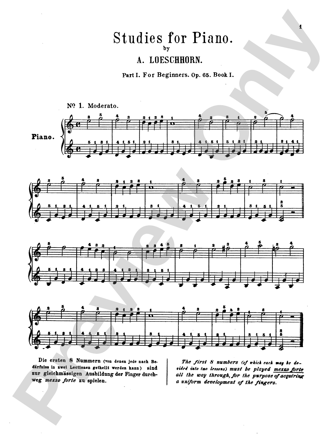 Loeschorn: Studies, Op. 65: Piano Book