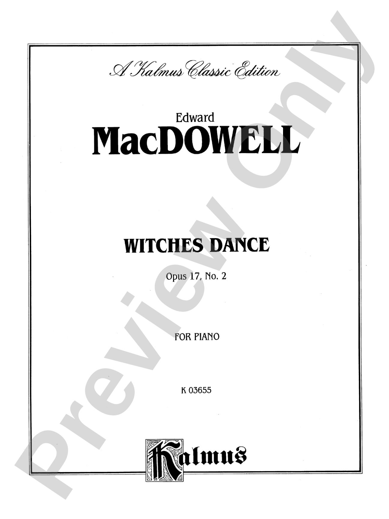 MacDowell: Witches Dance, Op. 17, No. 2: Piano
