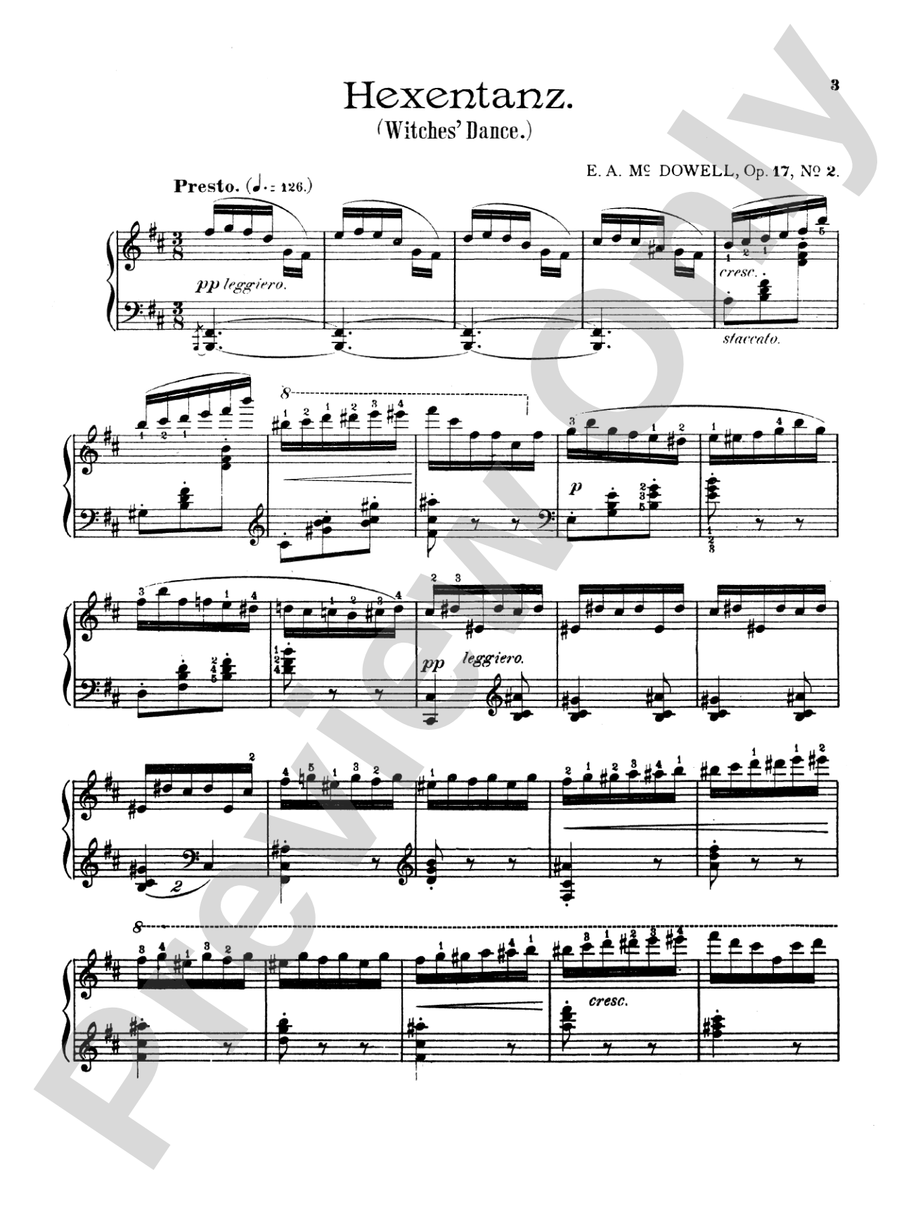 MacDowell: Witches Dance, Op. 17, No. 2: Piano