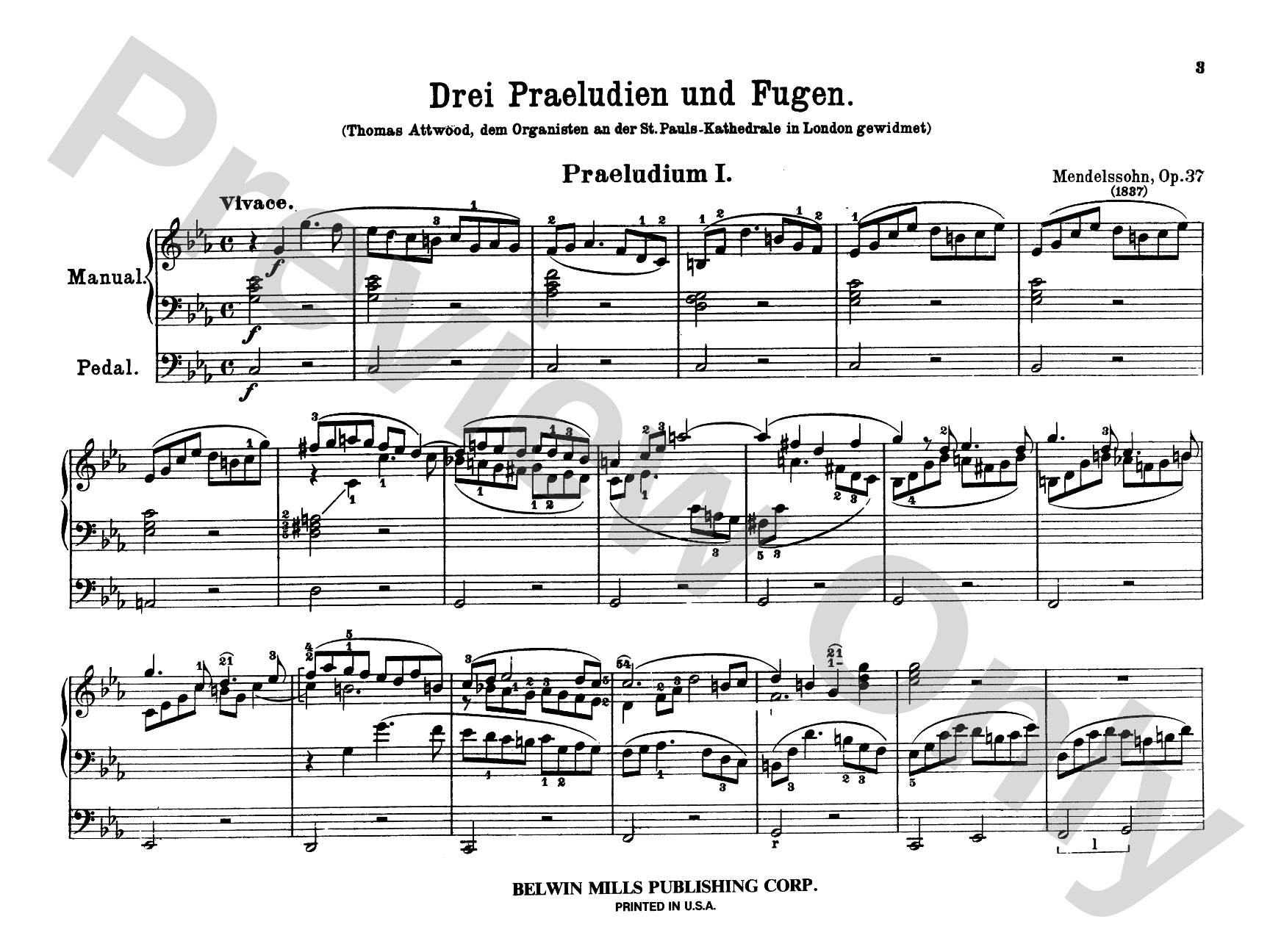 Mendelssohn: Organ Works: Organ Comb Bound Book