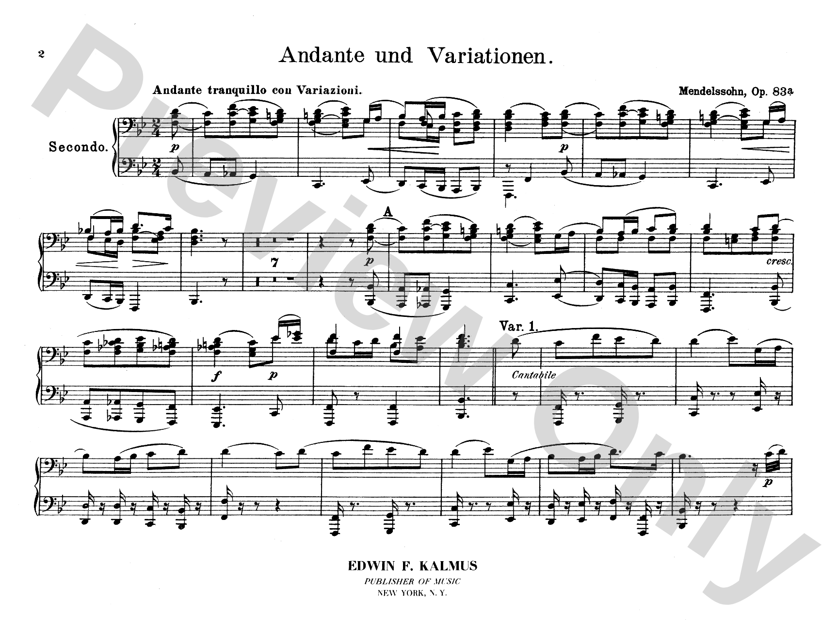 Mendelssohn: Op. 83a & Op. 98: Piano Duet (1 Piano, 4 Hands) Comb Bound Book