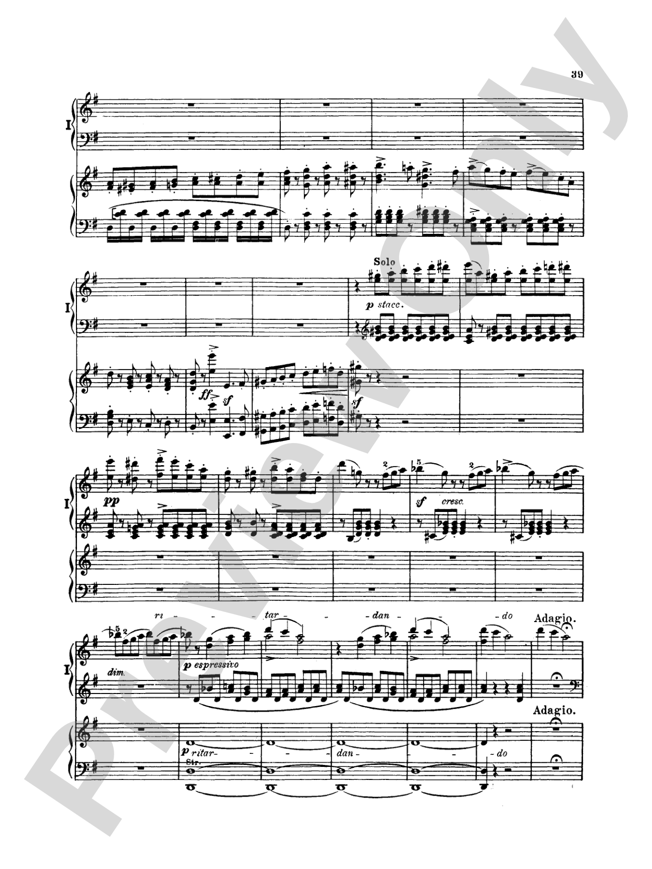 Mendelssohn: Piano Concerto No. 1 in G Minor, Op. 25: Piano Duo (2 Pianos, 4 Hands) Book (2 copies required)