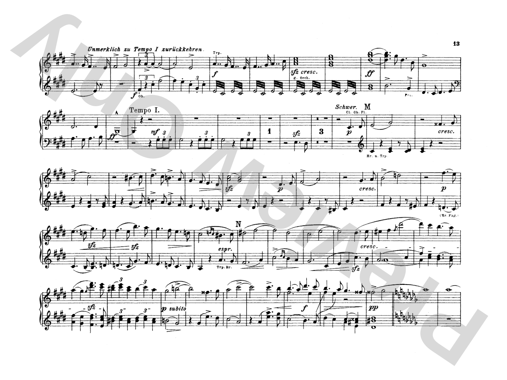 Mahler: Symphony No. 5, in E Major: Piano Duet (1 Piano, 4 Hands) Comb Bound Book