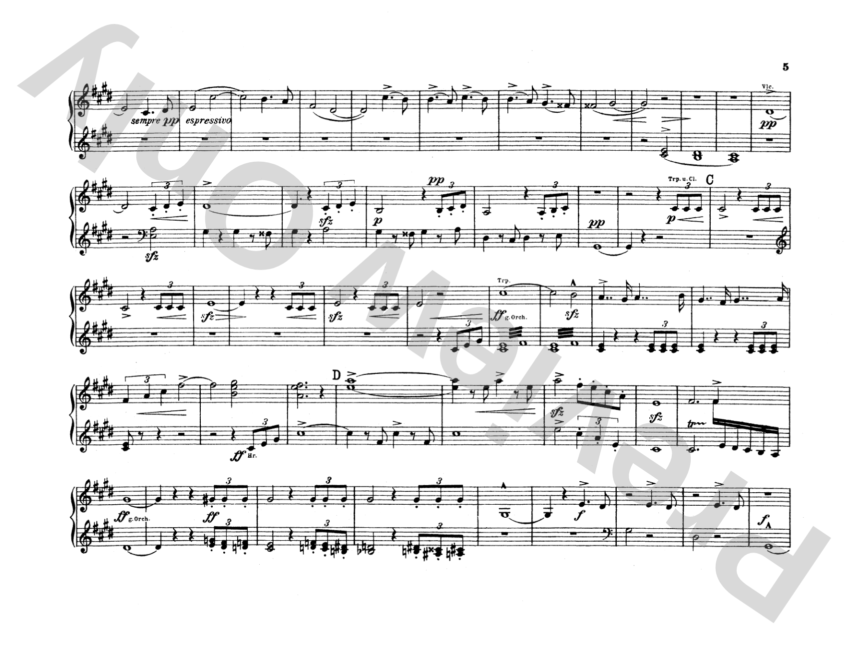Mahler: Symphony No. 5, in E Major: Piano Duet (1 Piano, 4 Hands) Comb Bound Book