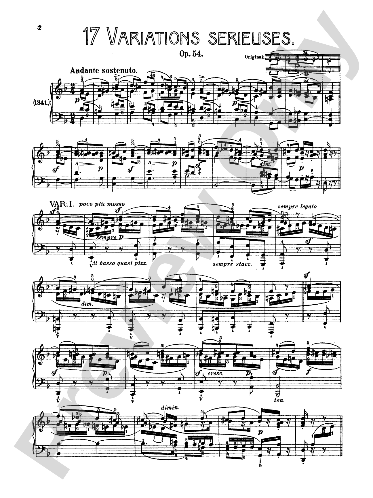 Mendelssohn: Variations Sérieuses, Opus 54: Piano