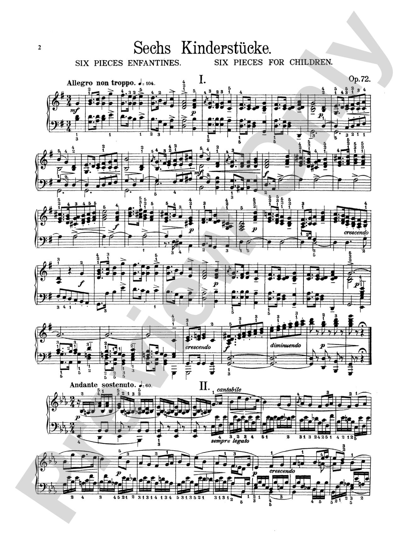 Mendelssohn: Children's Pieces, Op. 72: Piano Book