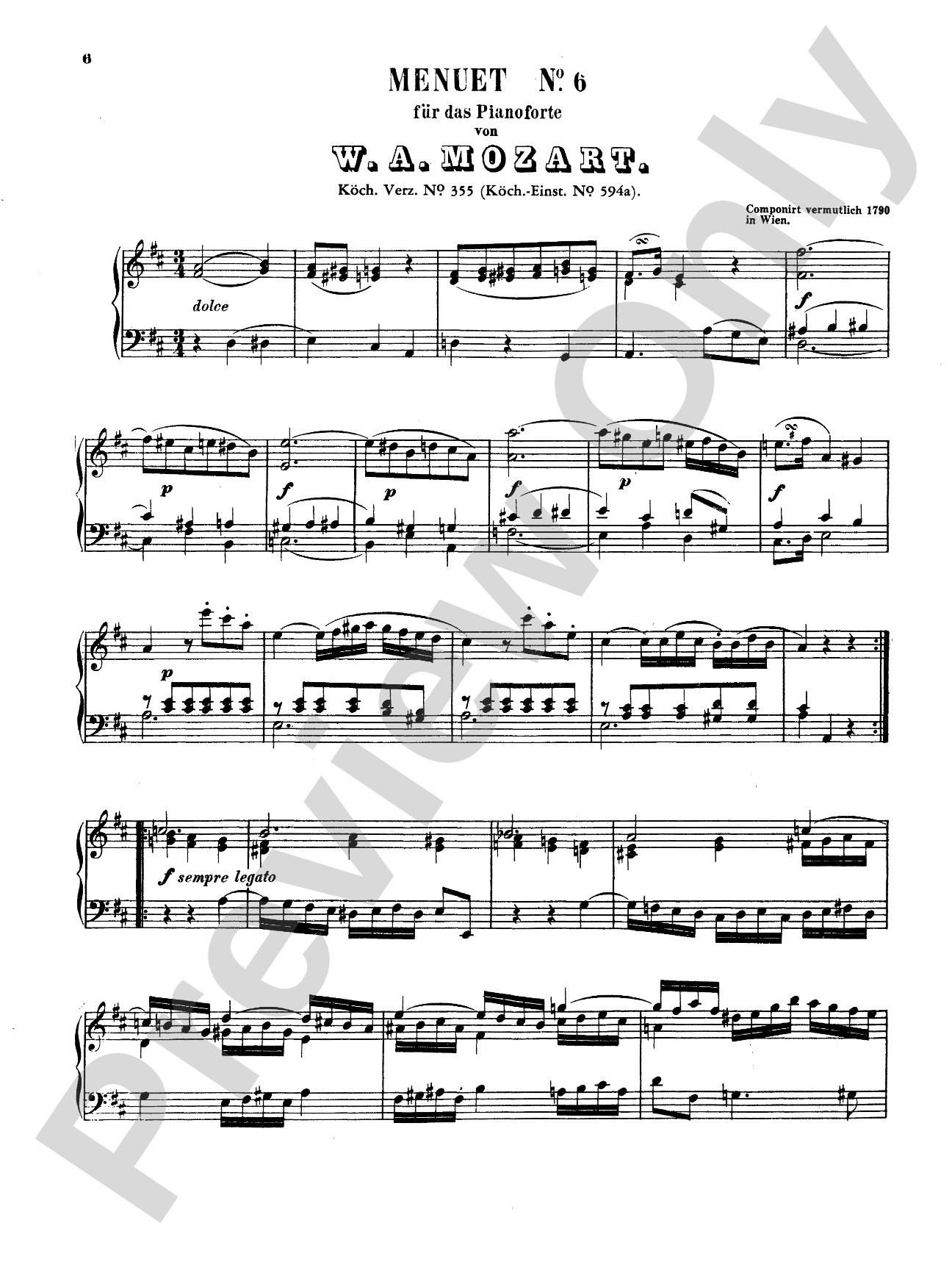 Mozart: Six Minuets