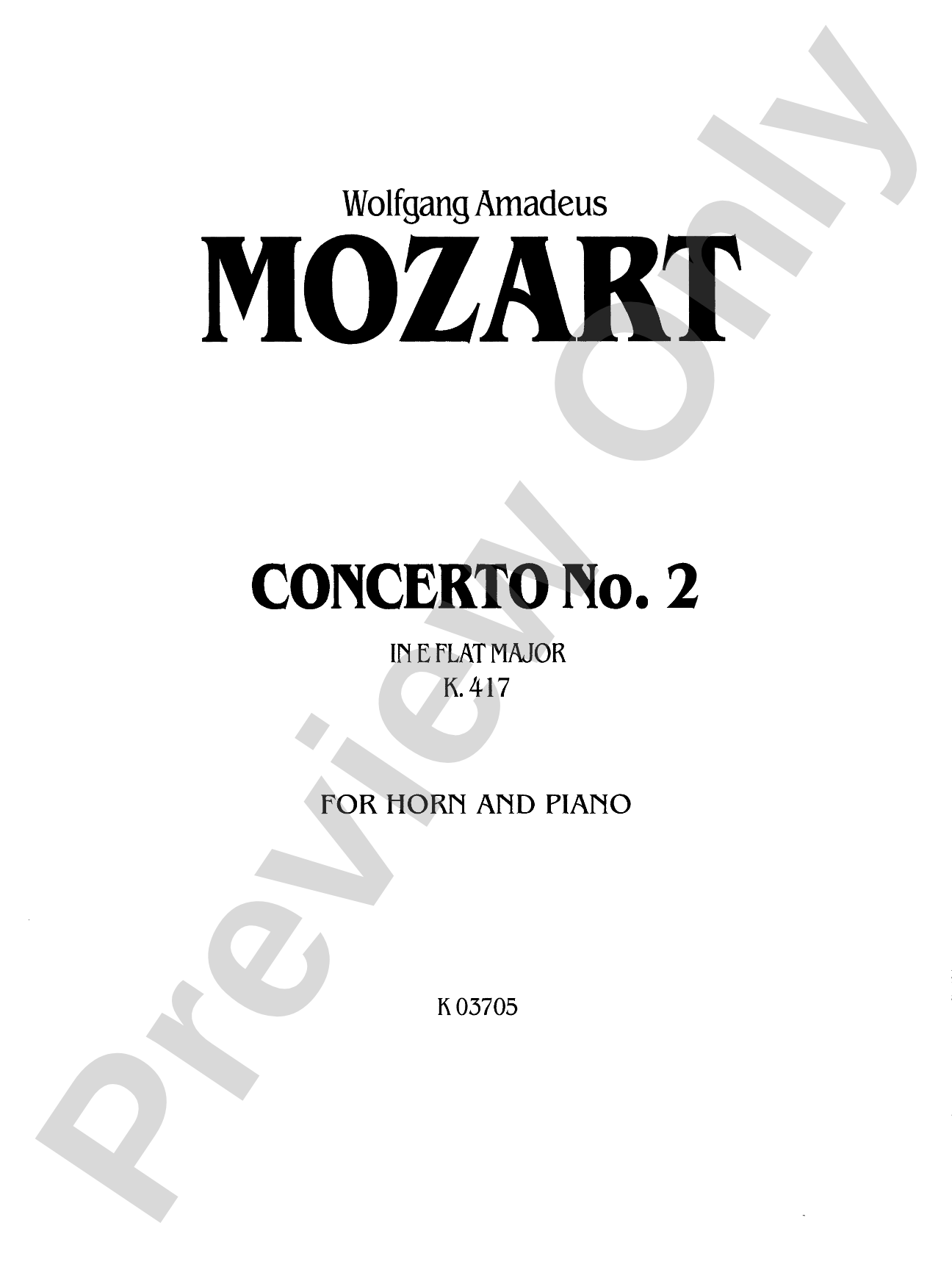 Mozart: Concerto No. 2 in E flat Major, K. 417: French Horn Part(s)