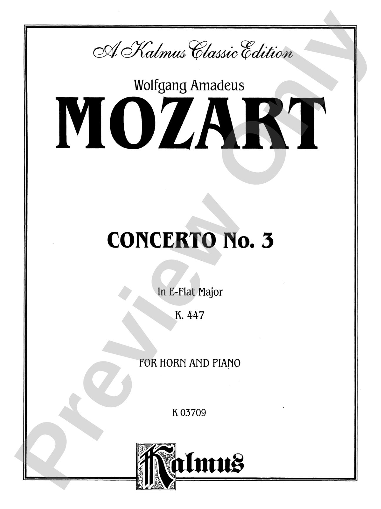 Mozart: Concerto No. 3 in E flat Major, K. 447: French Horn Part(s)