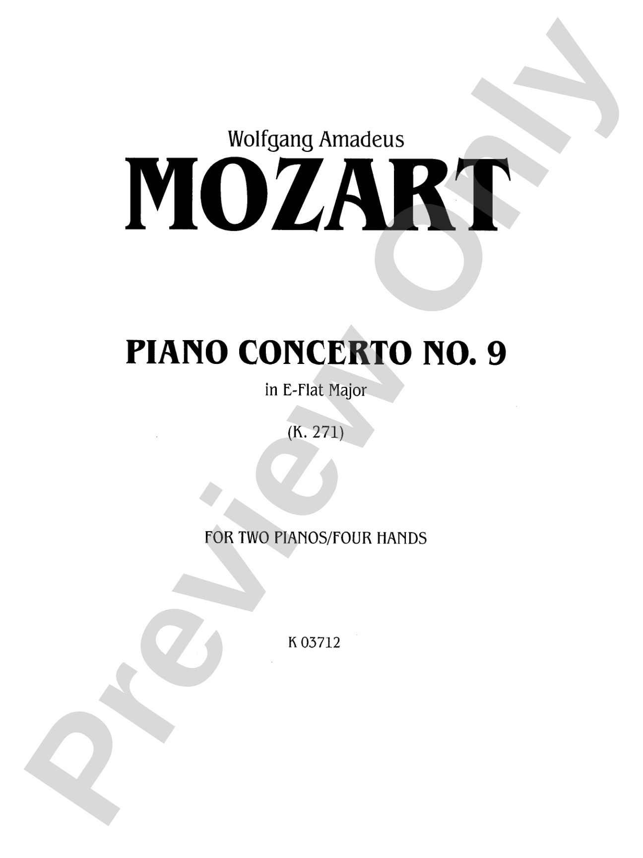 Mozart: Piano Concerto No. 9 in E flat Major, K. 271: Piano Duo (2 Pianos, 4 Hands) Book (2 copies required)