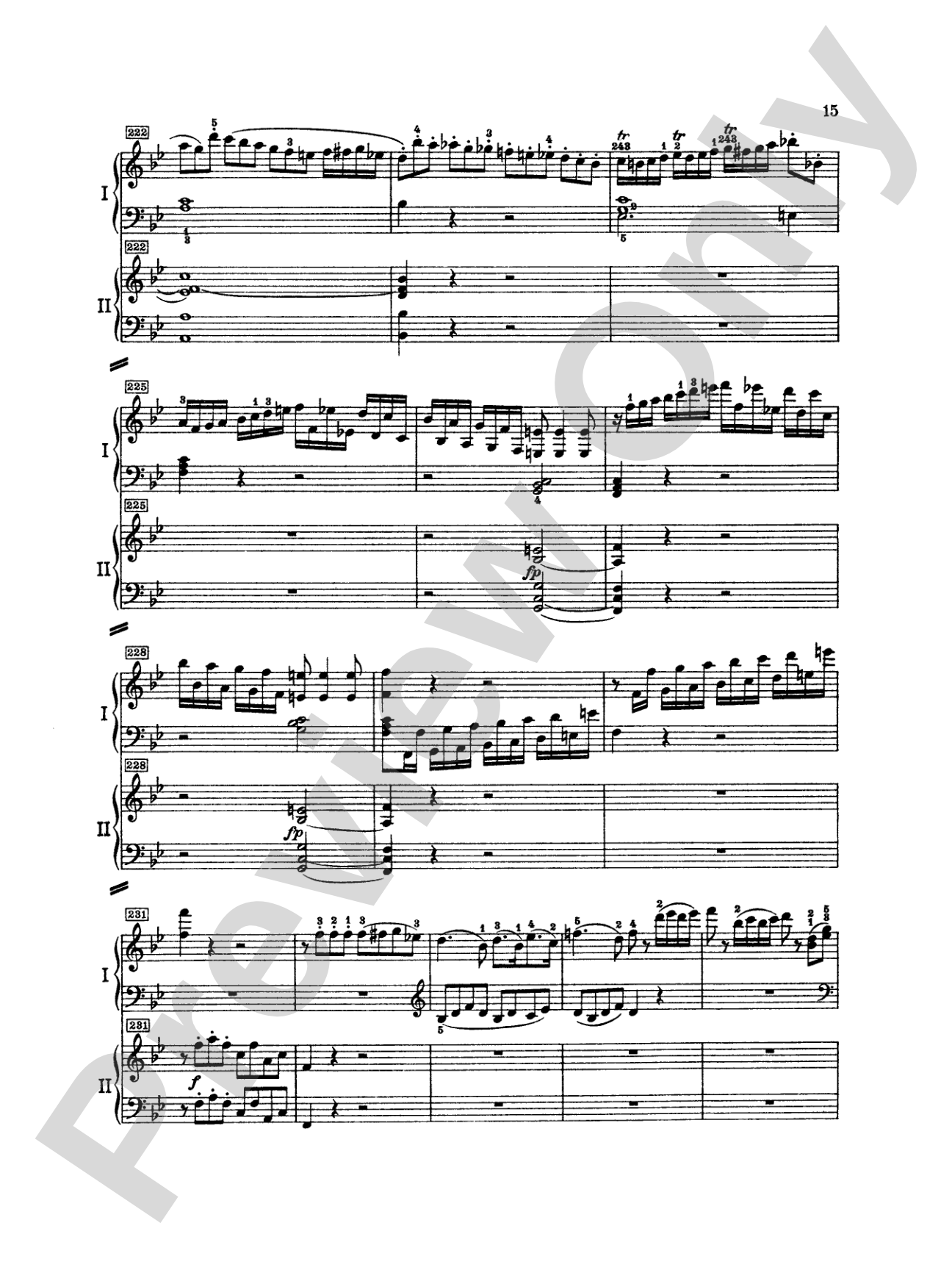 Mozart: Piano Concerto No. 15 in B flat Major, K. 450: Piano Duo (2 Pianos, 4 Hands) Book (2 copies required)